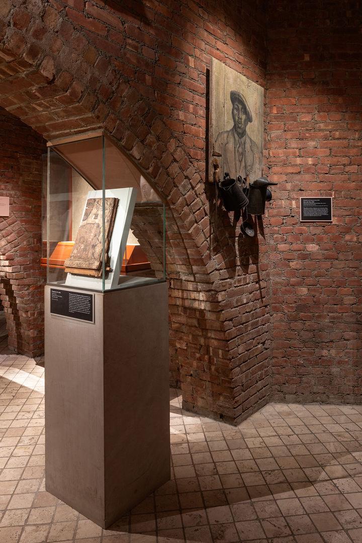 interior shot of gallery 304 that's a brick walled series of rooms.