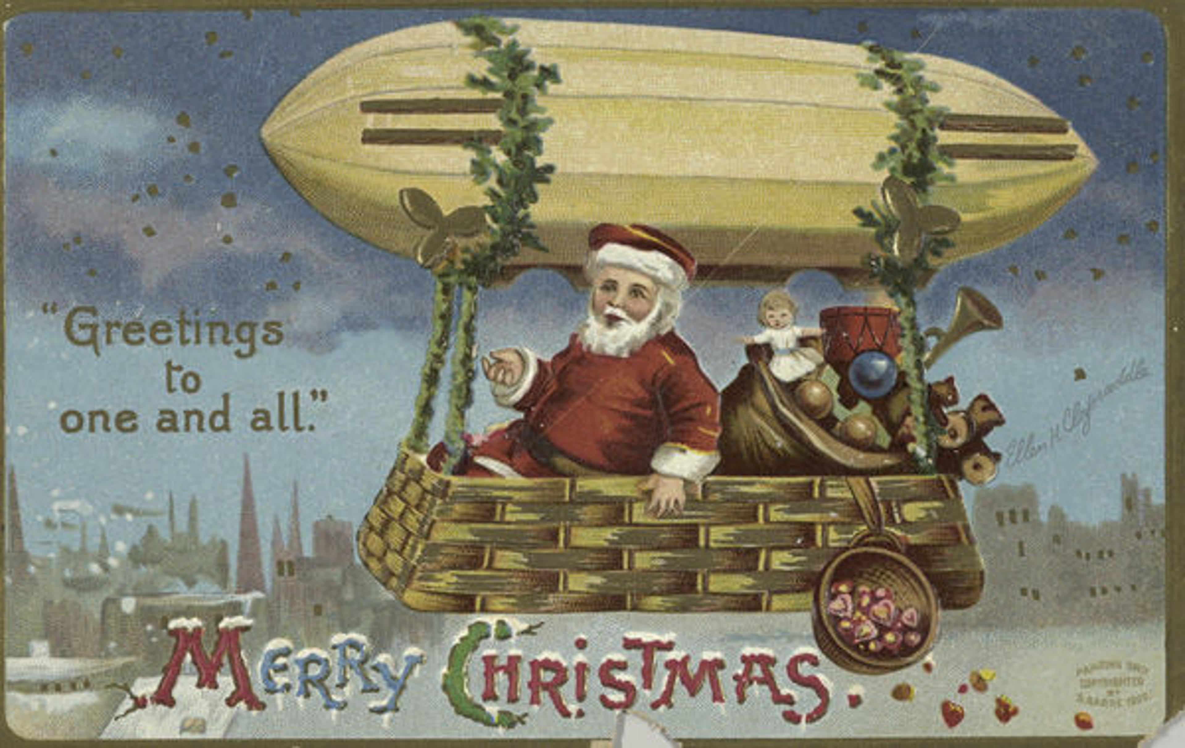 'Greetings to one and all,' Merry Christmas, early 20th century