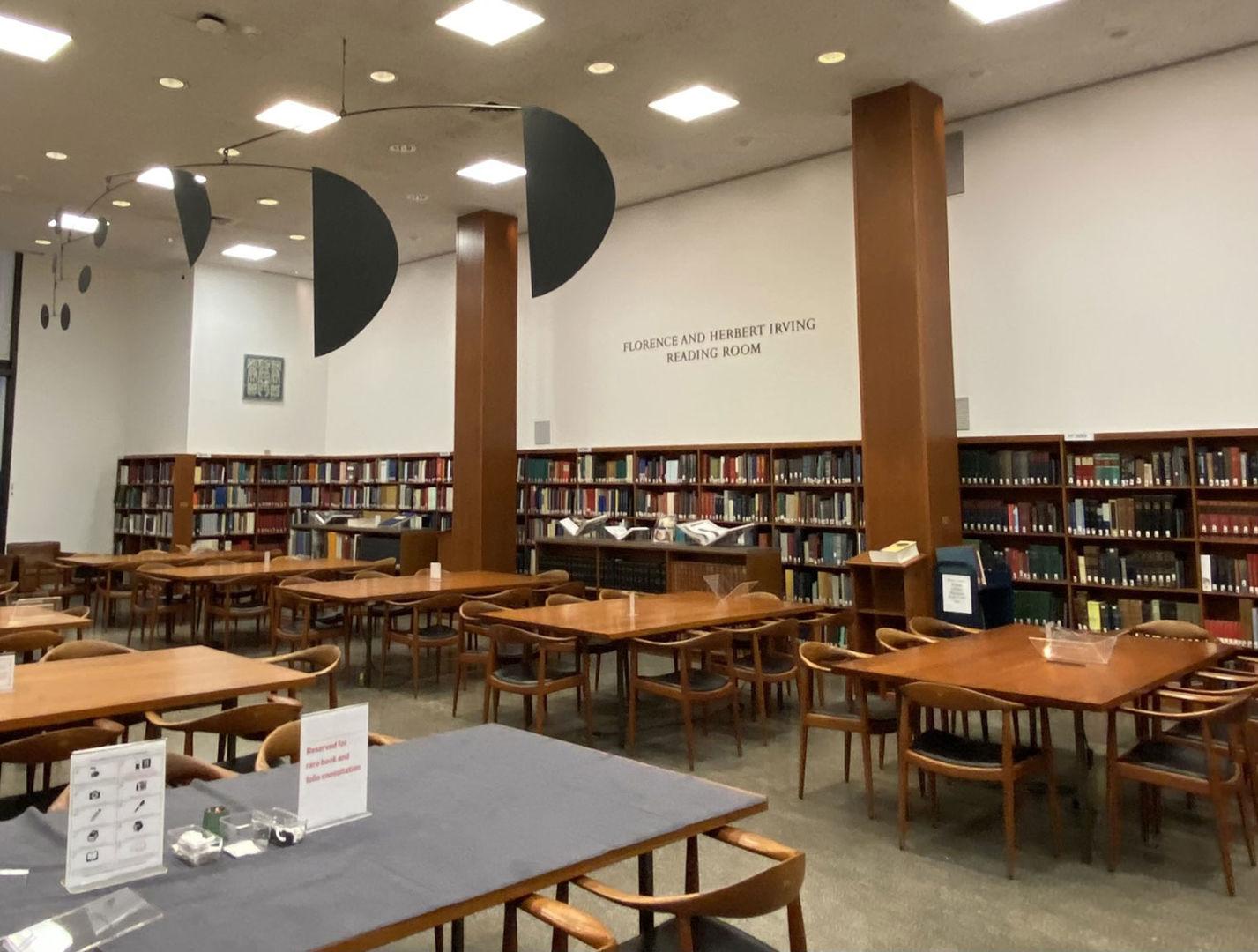Reading room with the Calder mobile above