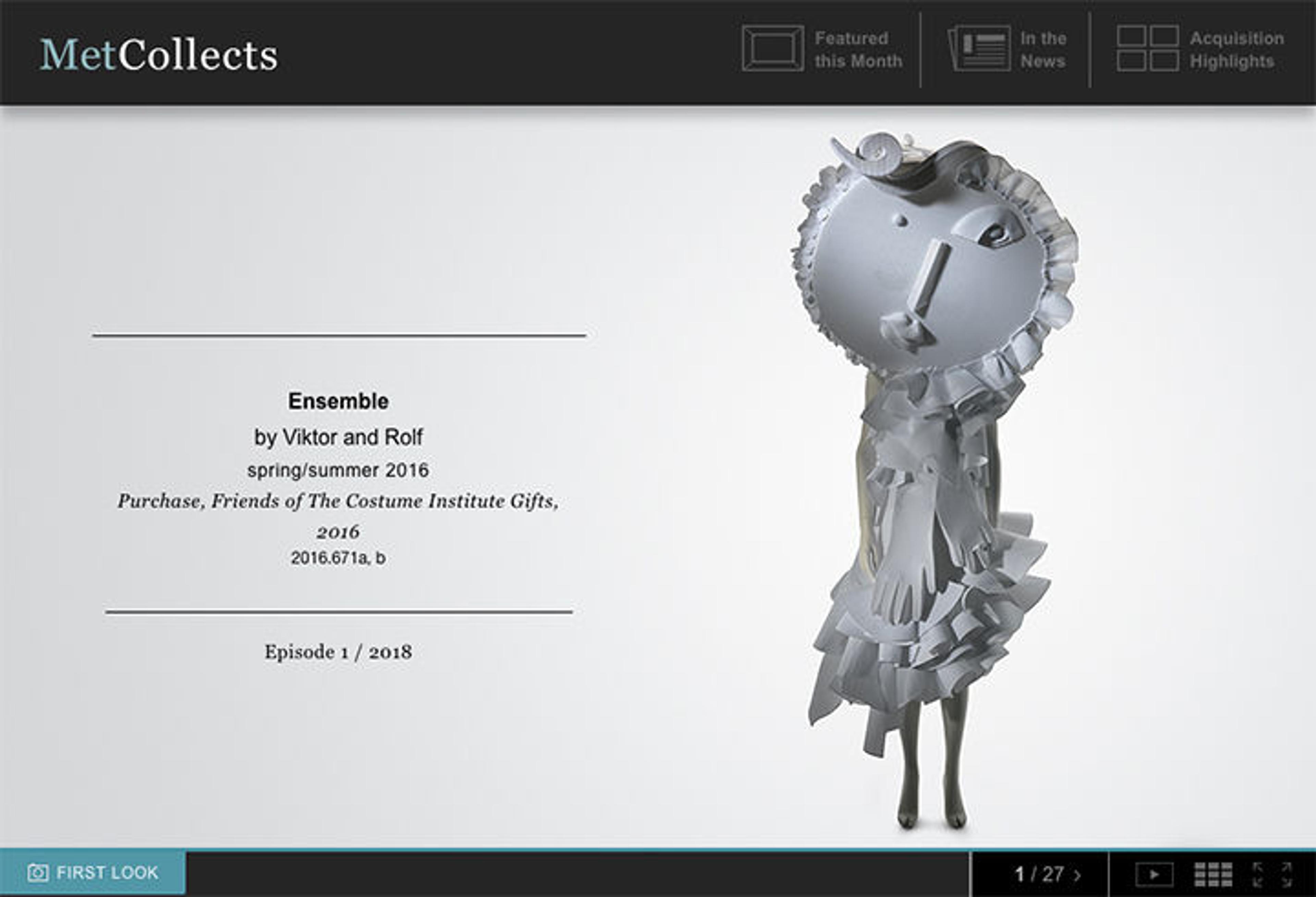 Screenshot of MetCollects showing an Ensmble by Viktor and Rolf