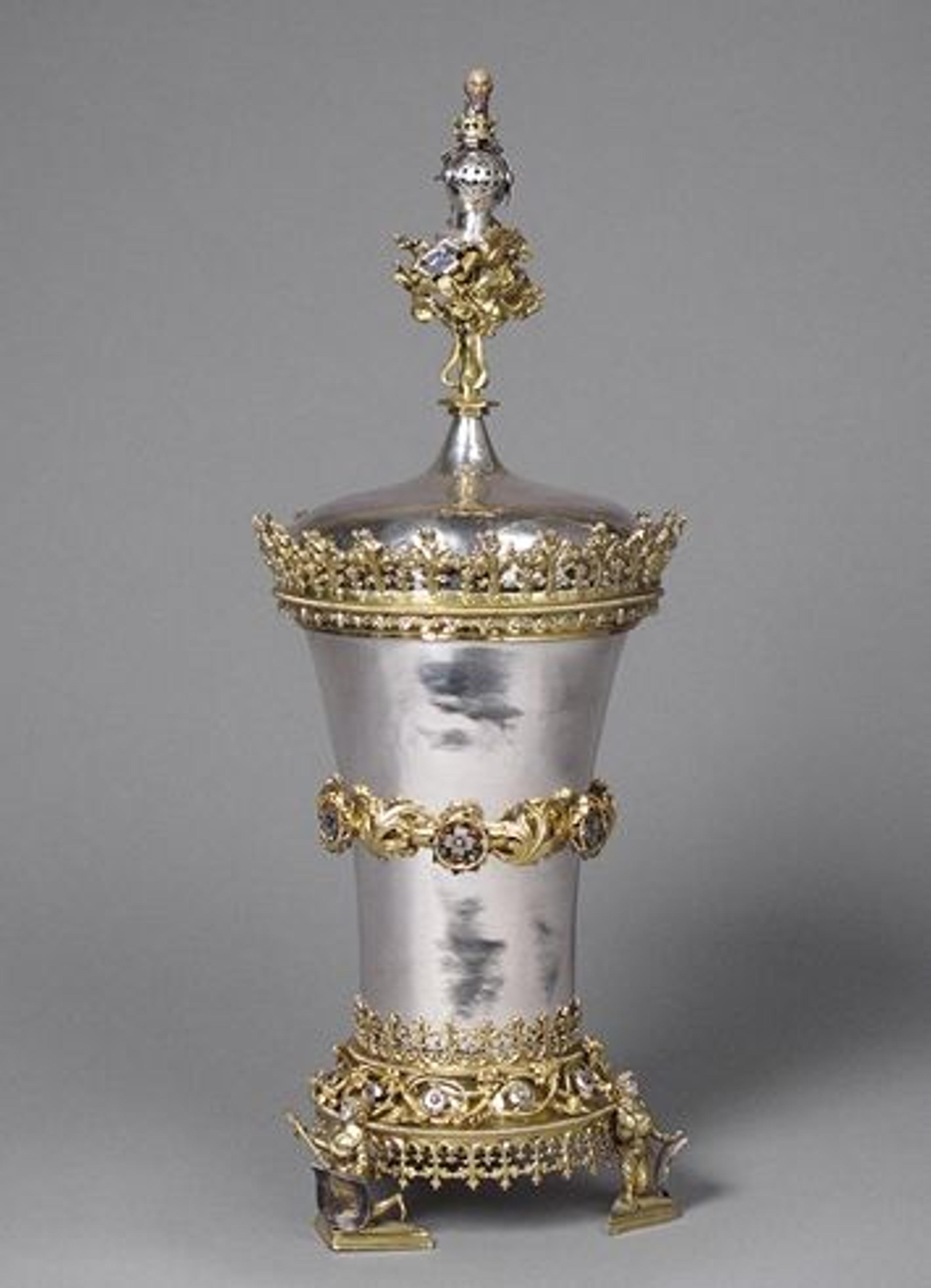 A medieval silver beaker.