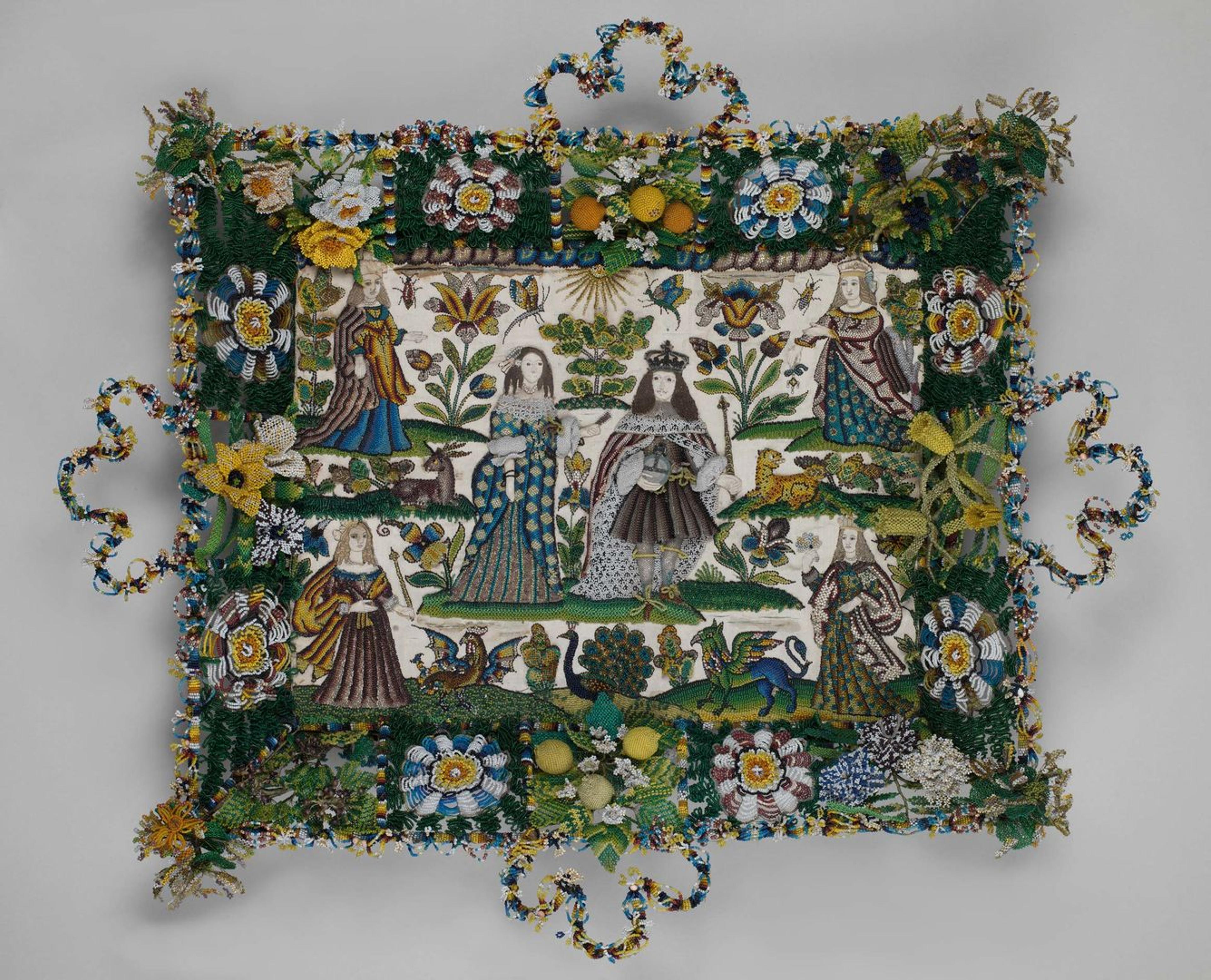An ornate wedding basket made for the wedding of King Charles II and Catherine of Braganza