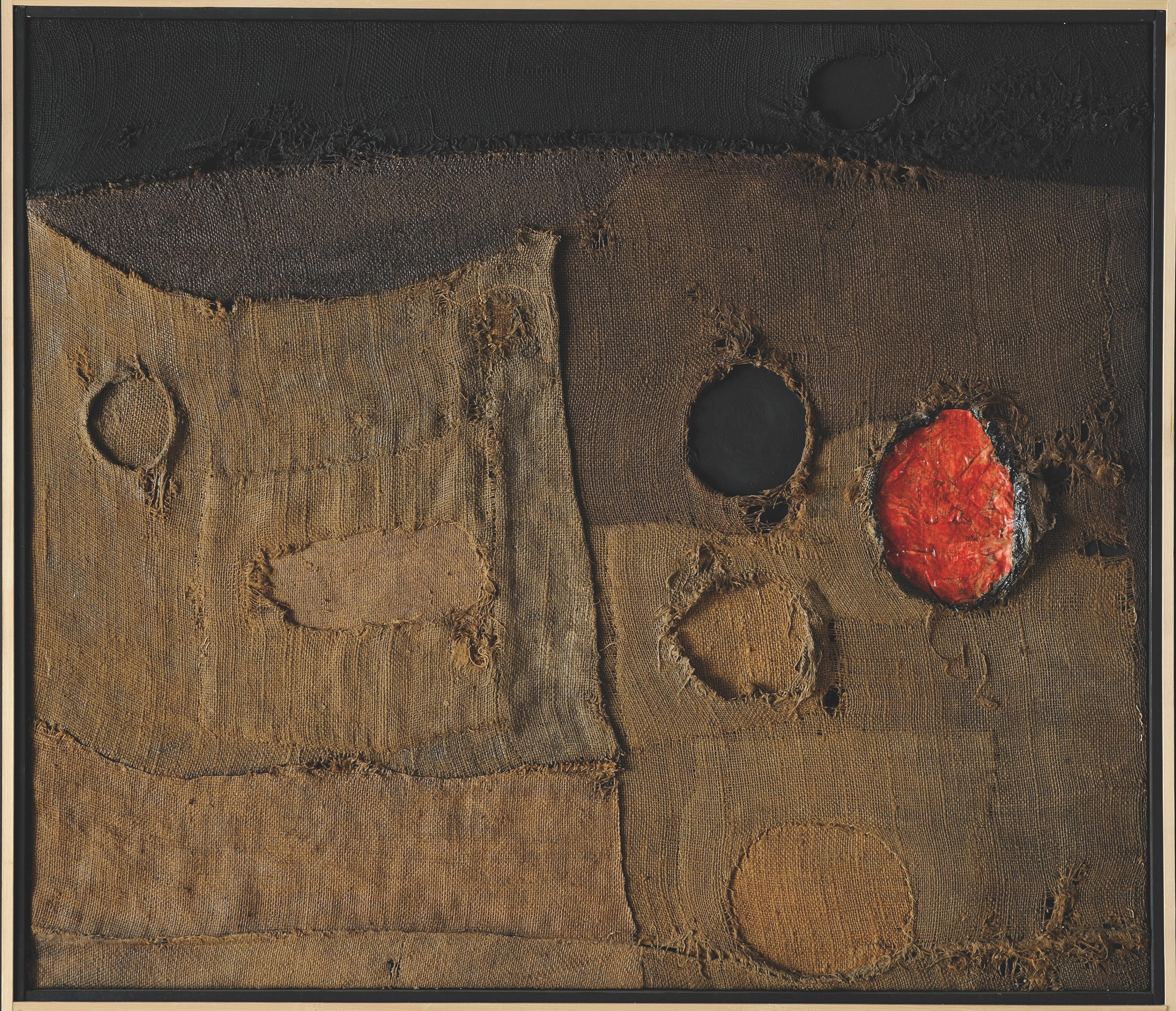 Image of Image: Alberto Burri, Sacco, 1953. Burlap sacking, cloth, oil paint, and Vinavil on canvas. Fondazione Palazzo Albizzini, Collezione Burri, Città di Castello, Italy