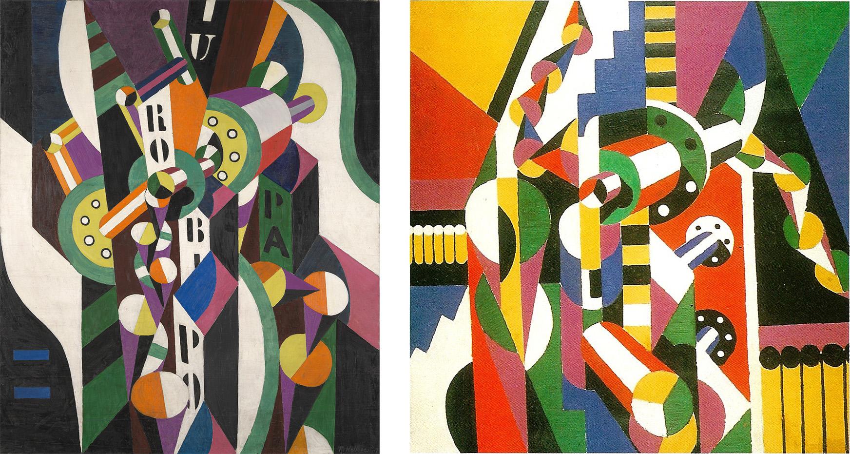 Image on the left of Thorvald Hellesen, Composition, 1919. Image on the right of Thorvald Hellesen, Peinture, 1920.