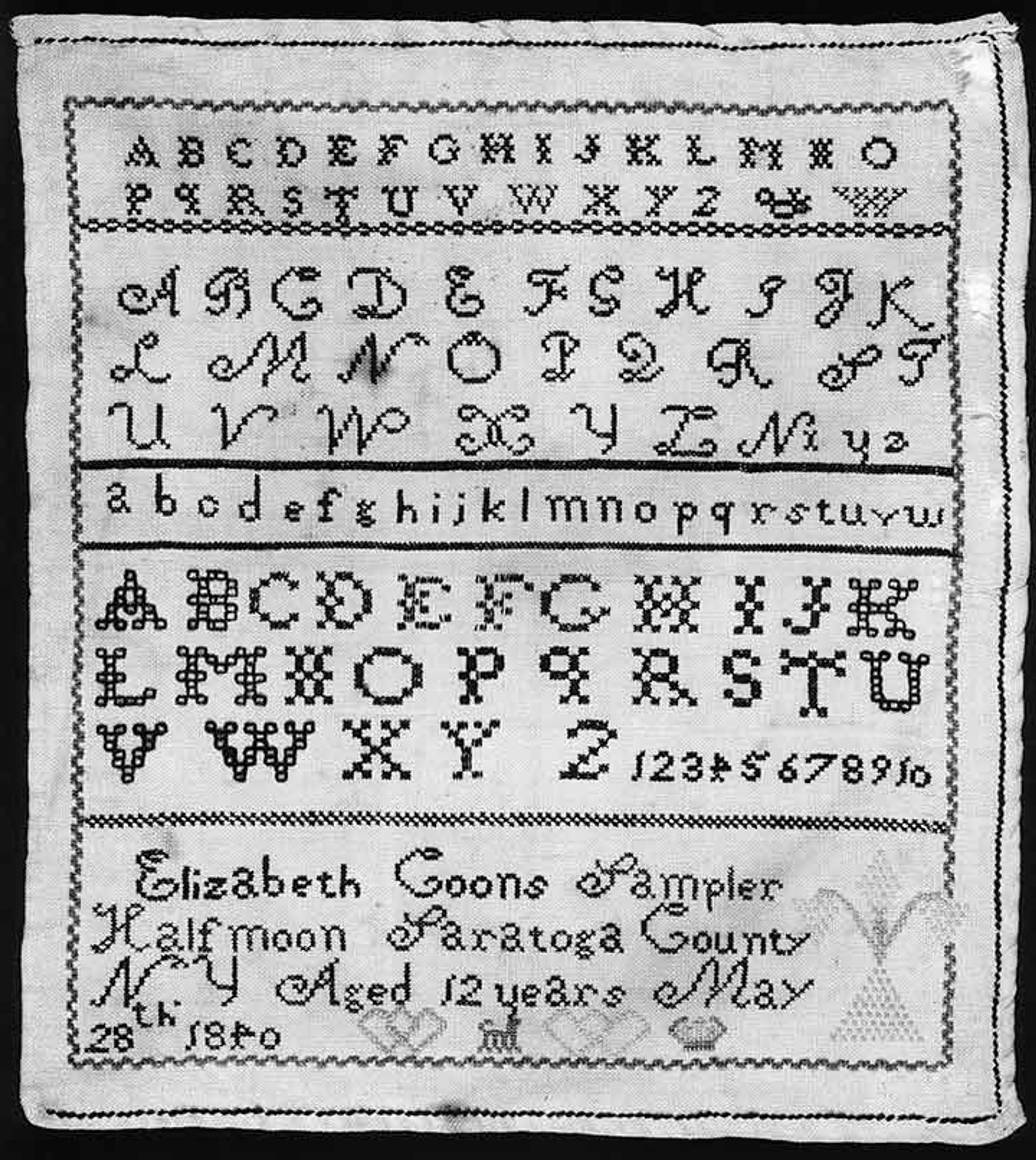 American embroidery sampler