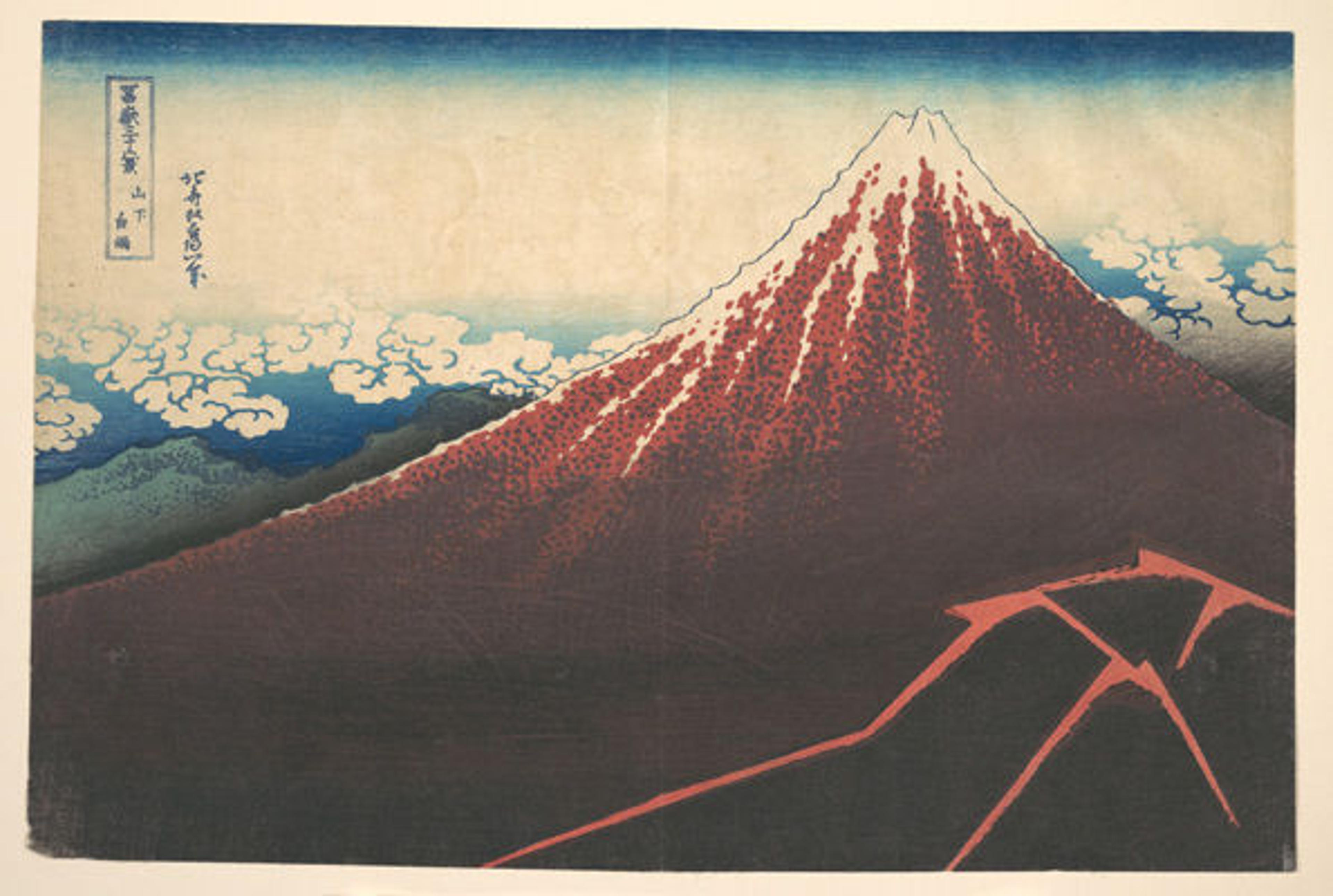 "Storm below Mount Fuji (Sanka no haku u)," from the series Thirty-six Views of Mount Fuji (Fugaku sanjūrokkei)
