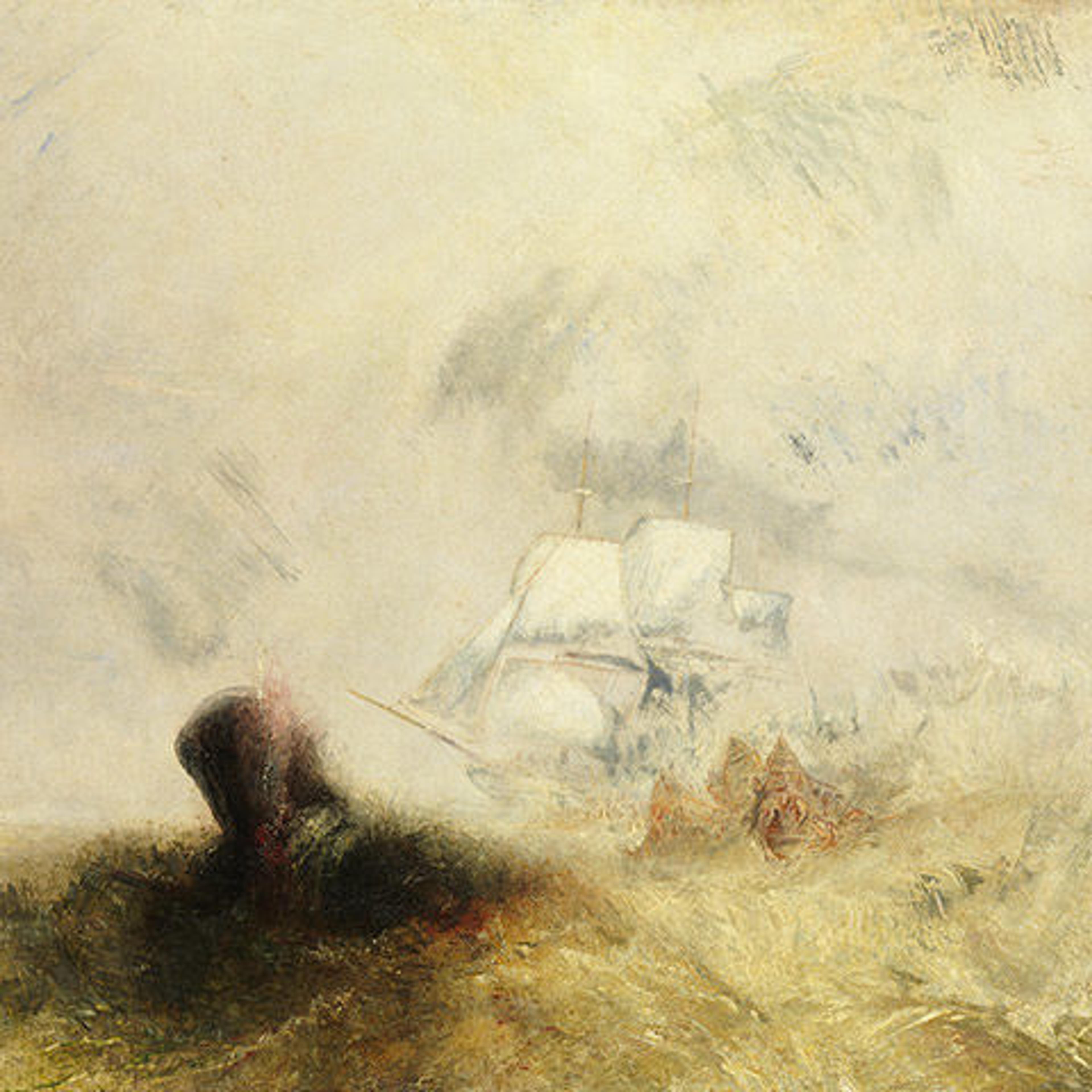 Painting of a ship and a whale