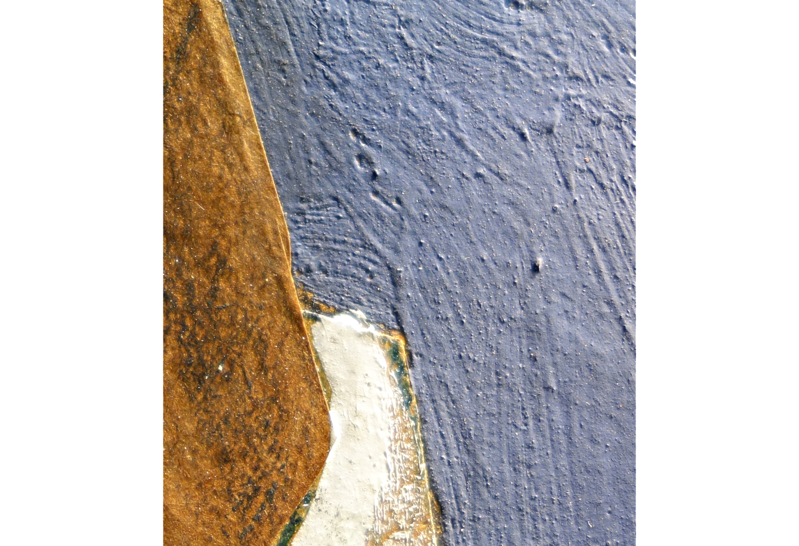 Enlarged detail of Gris’s “Cup, Glasses, and Bottle (Le Journal” where the paint’s thick, matte texture and air bubbles can be seen