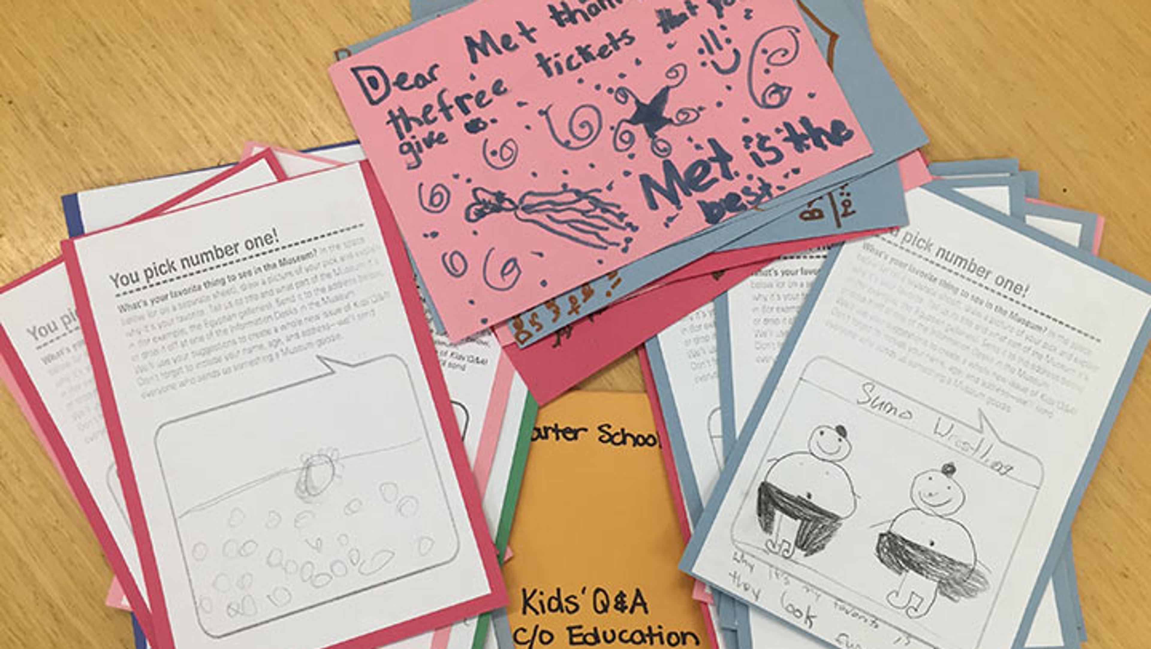 Letters and drawings sent to The Met by a third-grade class in the Bronx in New York City.