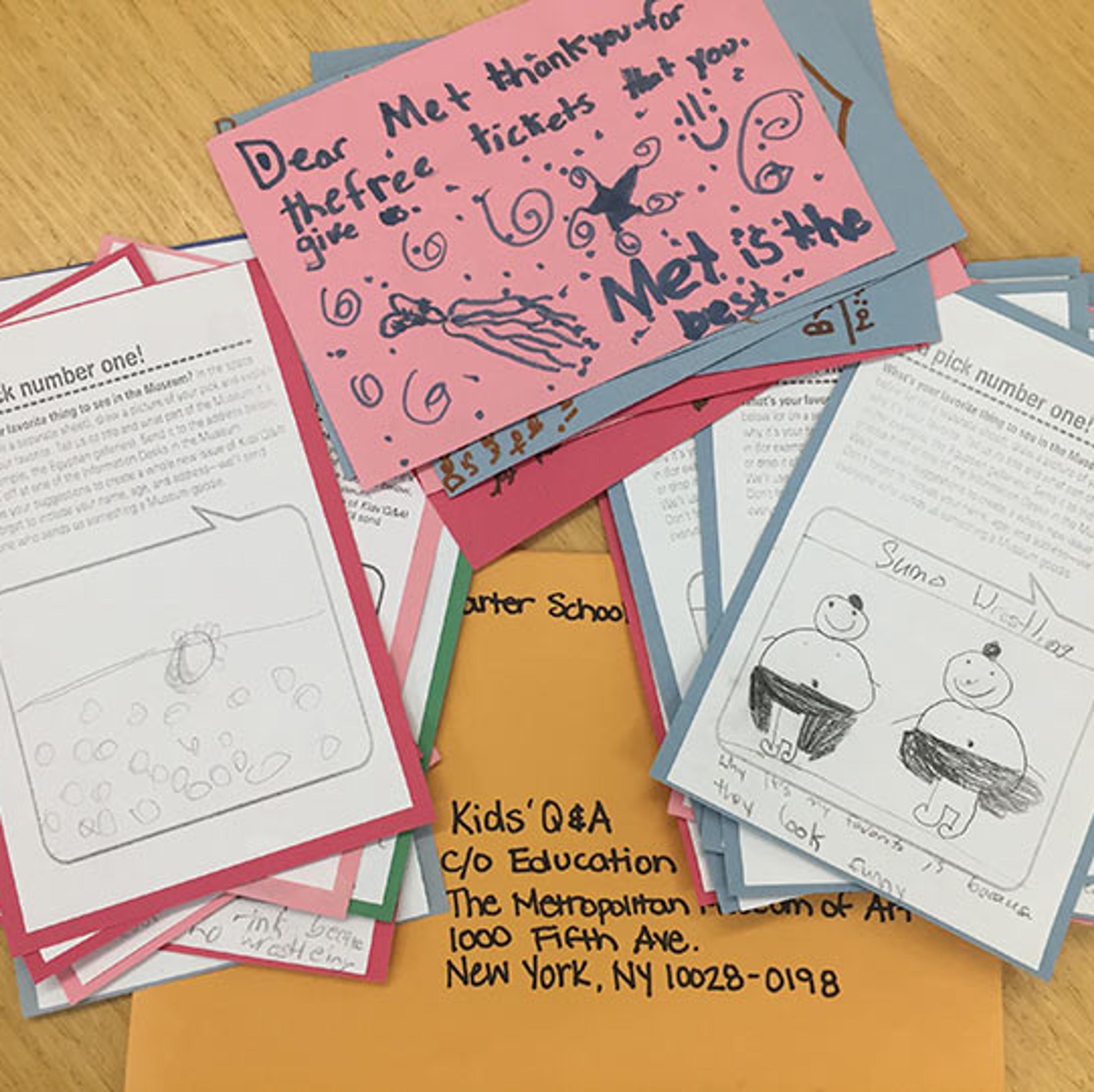 Letters and drawings sent to The Met by a third-grade class in the Bronx in New York City.