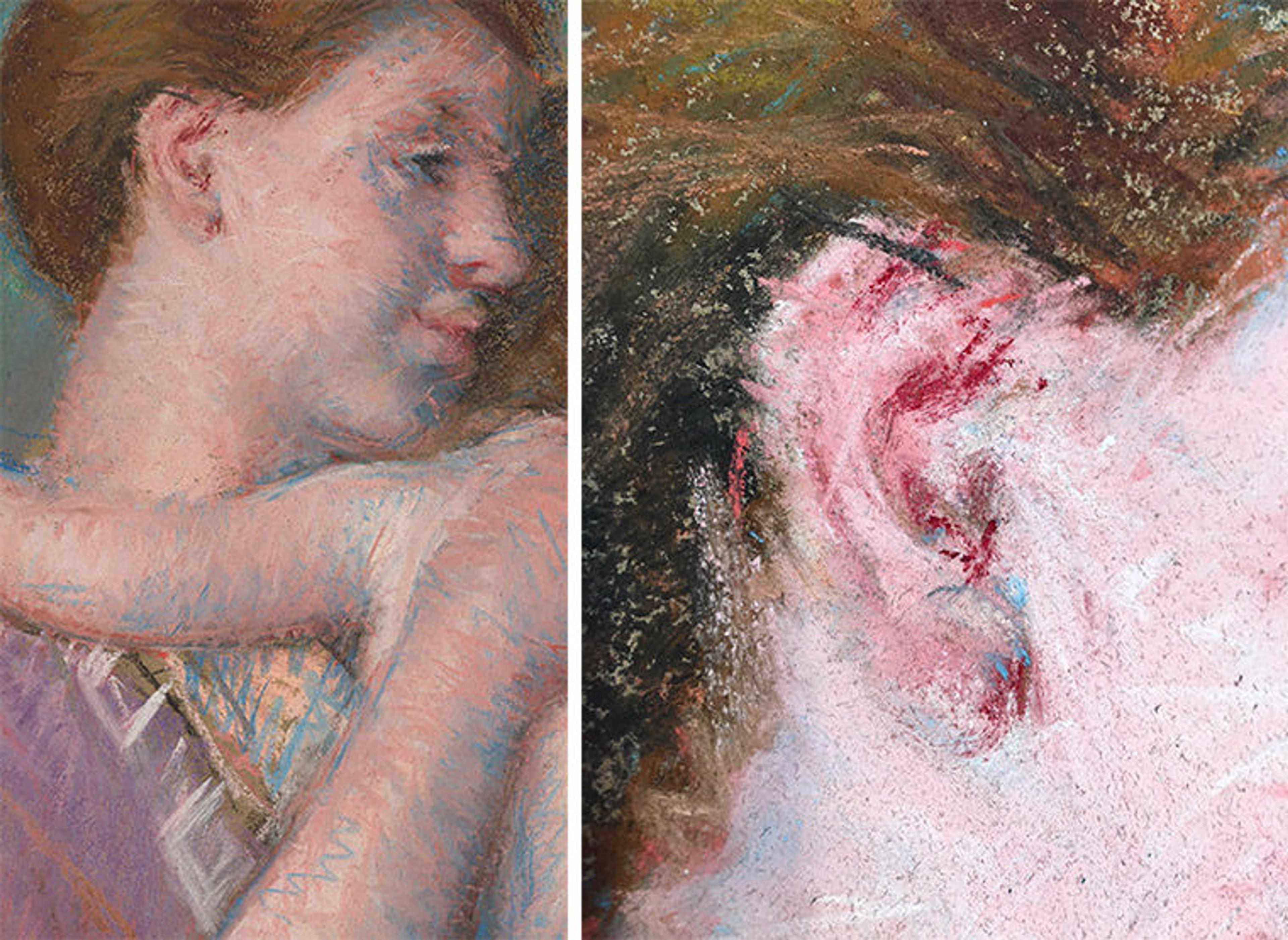 Detail of face and dress and detail of ear