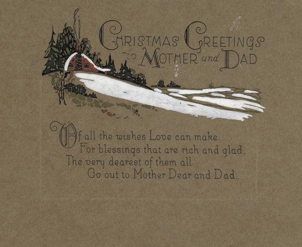 Christmas Greetings for Mother and Dad, 1920s