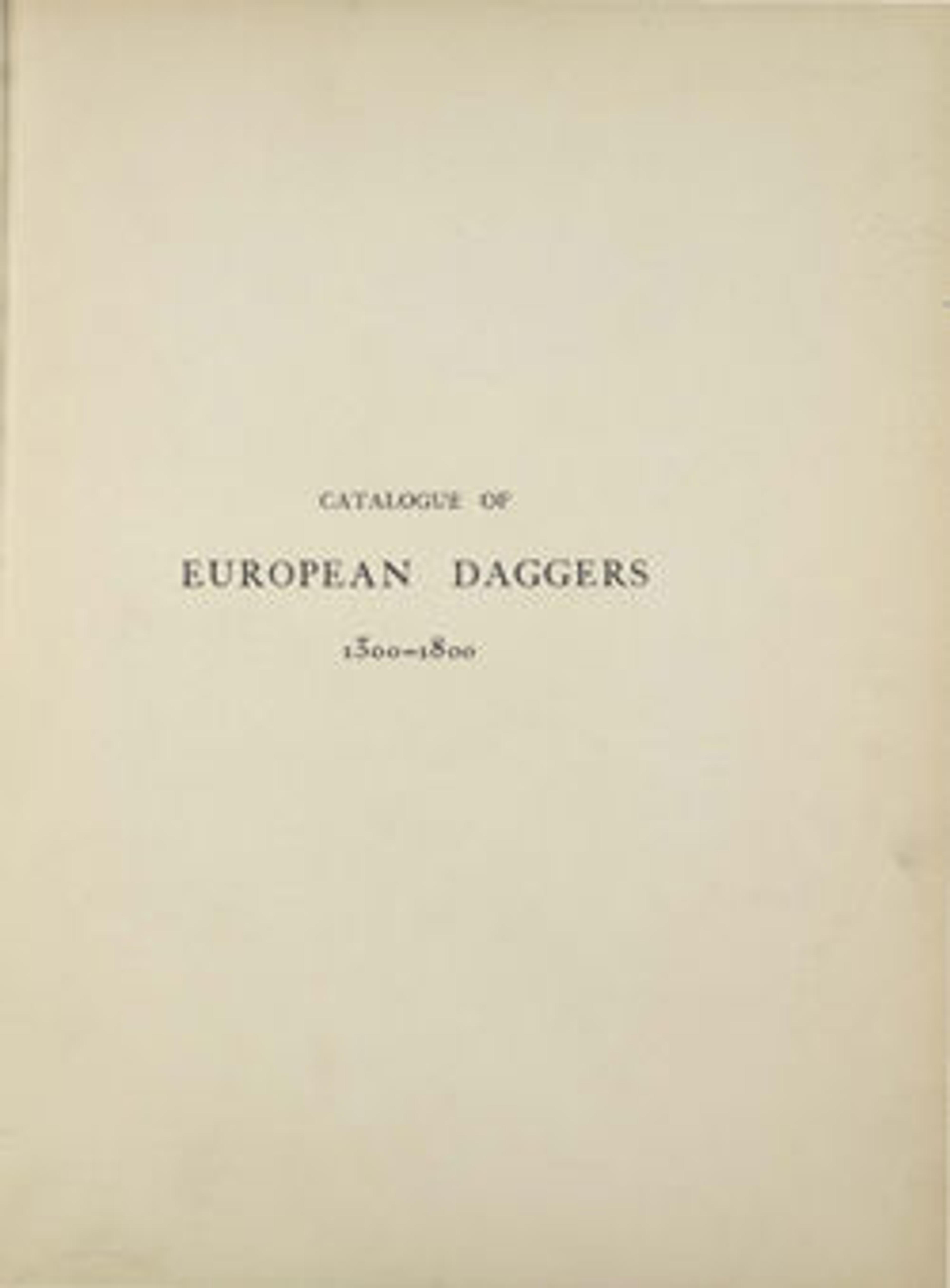 Cover of Catalogue of European Daggers