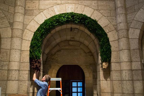 Caleb adding the corbels to the arch