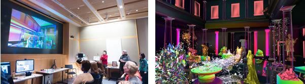 Left: Rui Hu debuts the latest iteration of the Metropolitan Triangle Garden. Right Screenshot from Metropolitan Triangle Garden. Image courtesy of the author