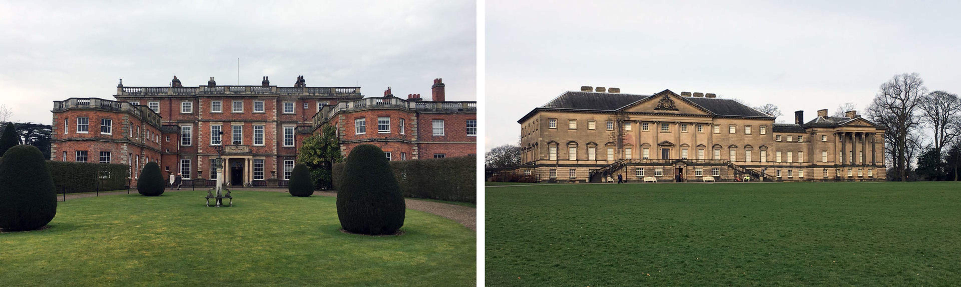 Photos of two manor houses in the Yorkshire area of England