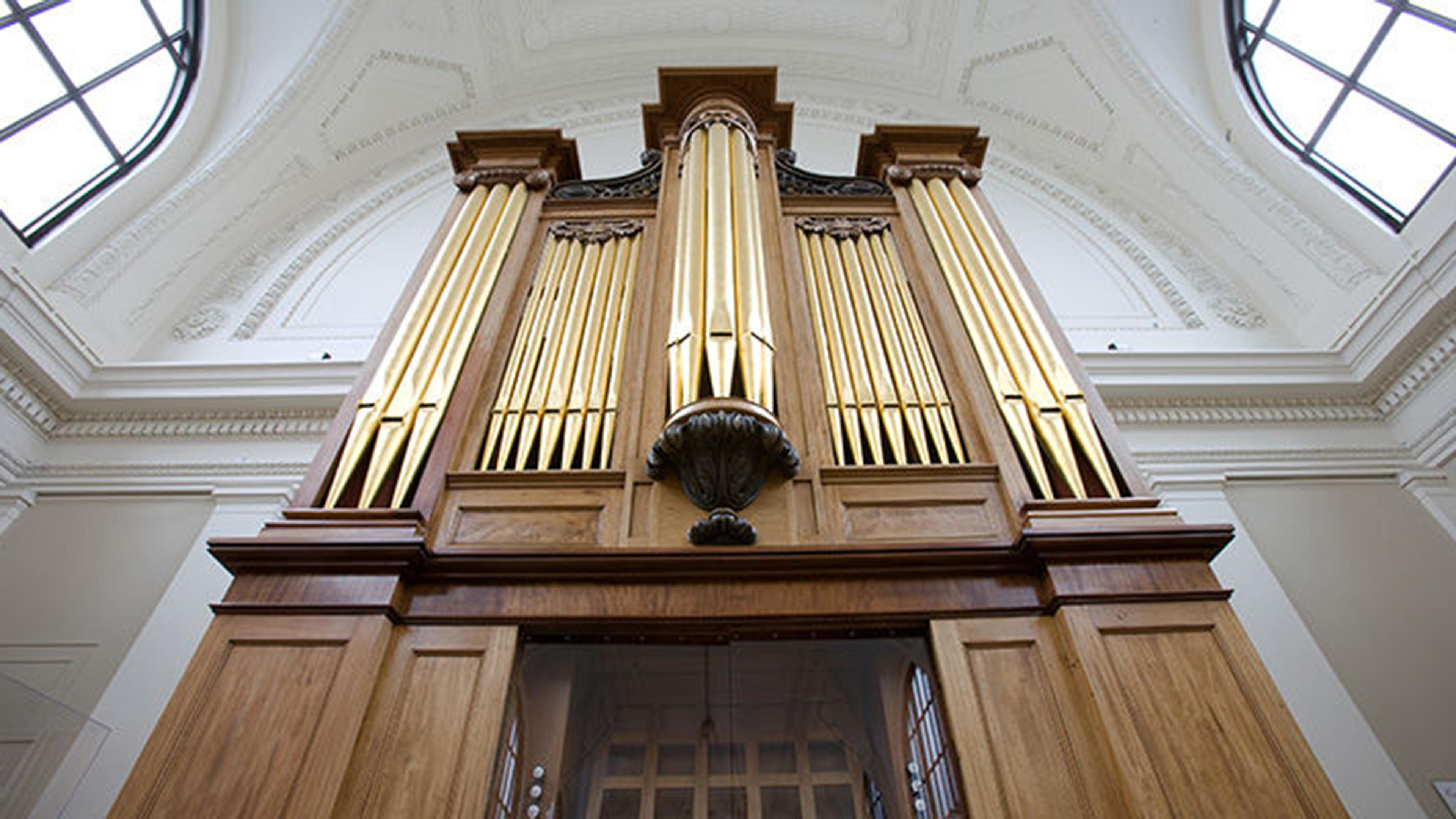 Large organ with gold pipes