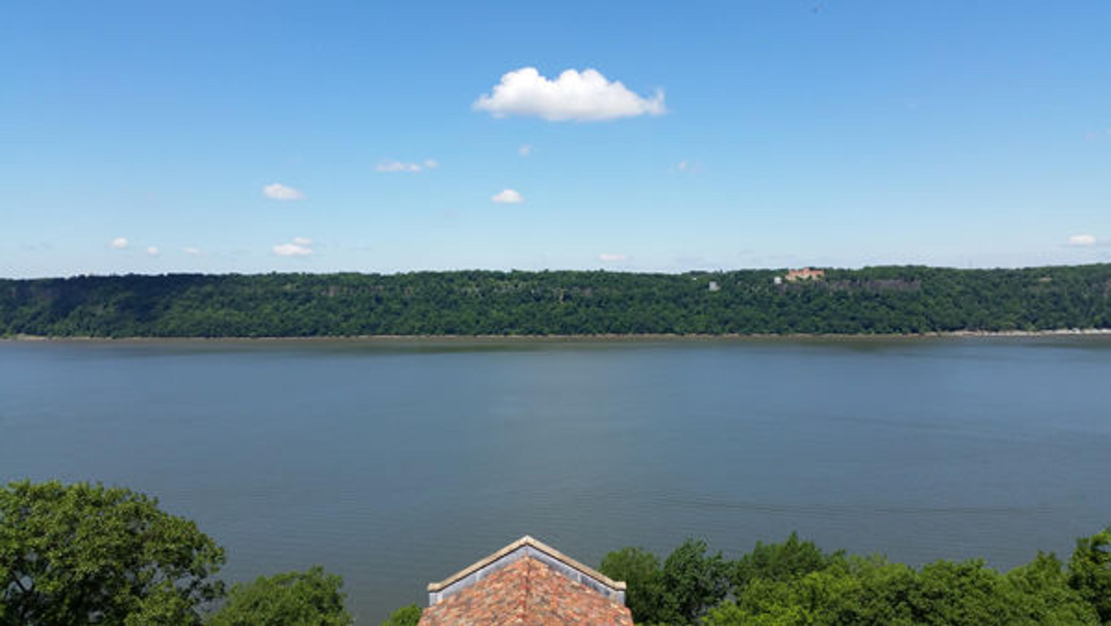 A view of the New Jersey Palisades directly across the Hudson River from The Cloisters.