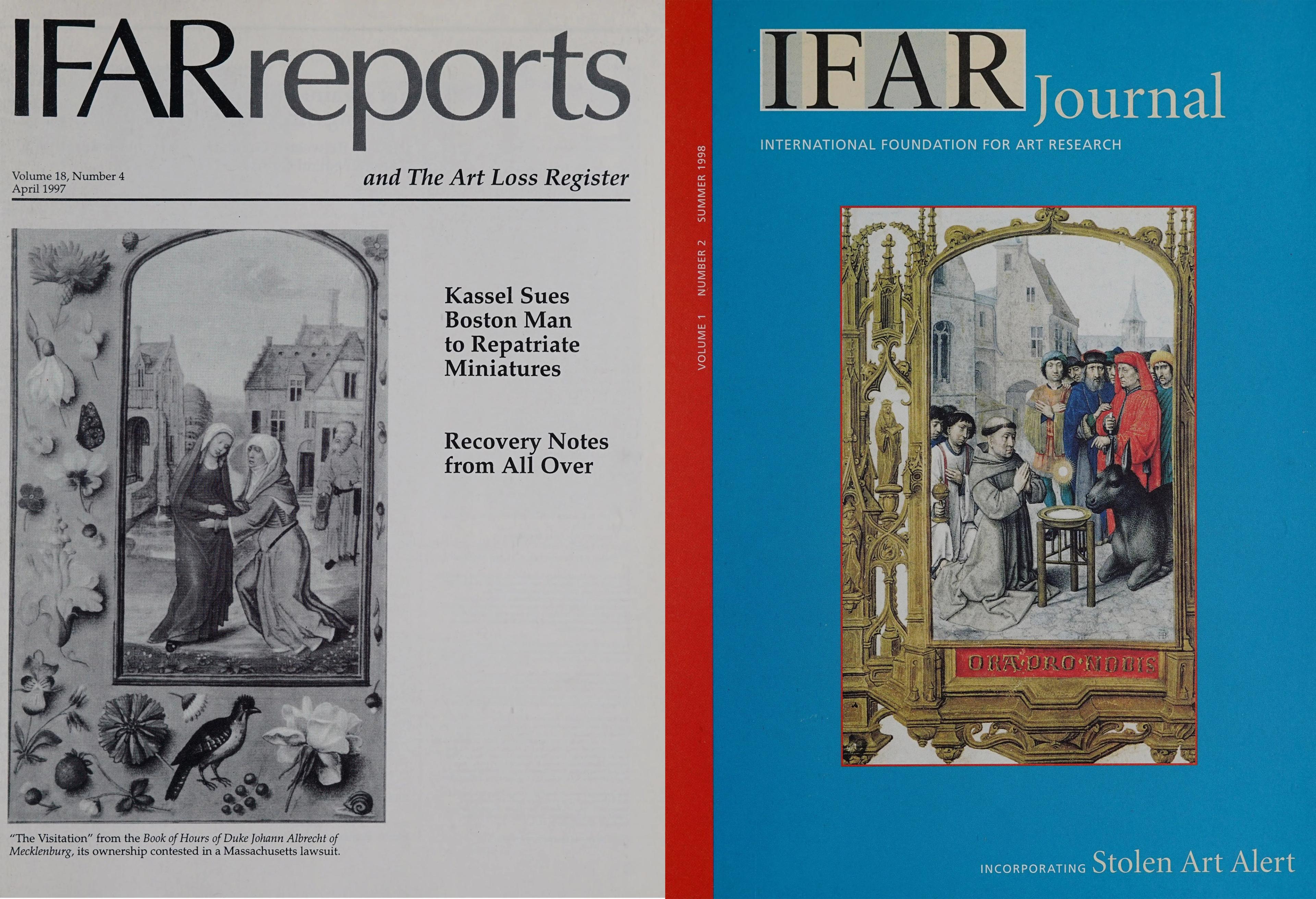 Two covers, one in color the other in black-and-white