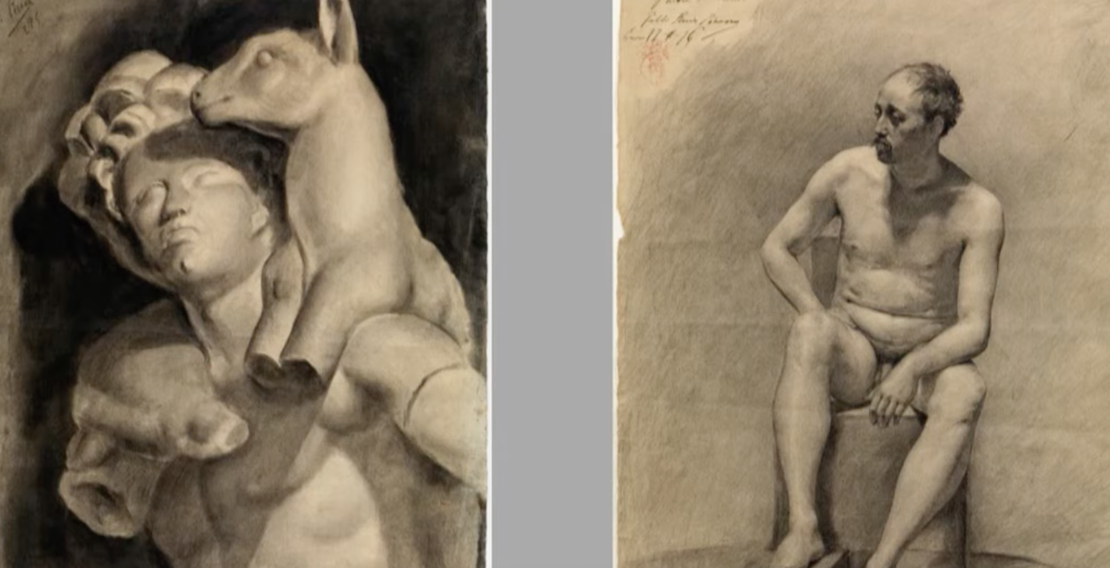 Pablo Picasso's Faun with a Kid (1895-6) and Seated Nude (1895-6).