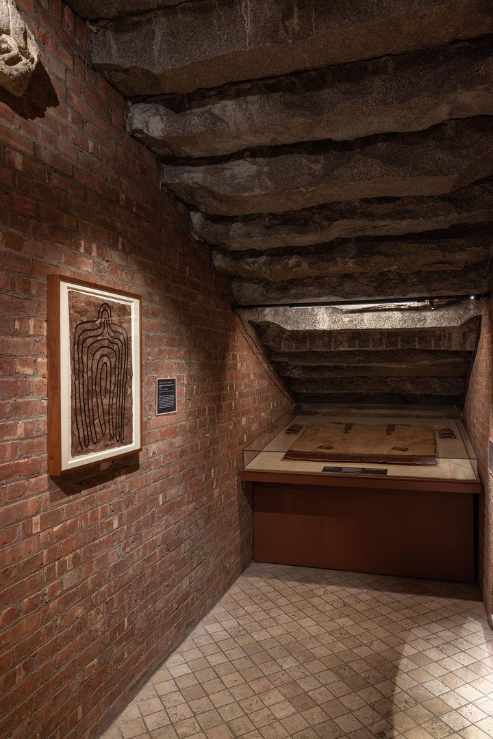 interior shot of gallery 304 that's a brick walled series of rooms.