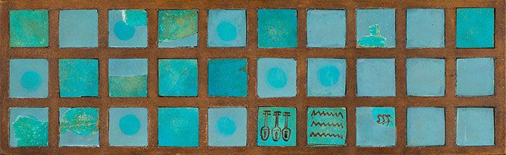 Bird's eye view of the Senet game board