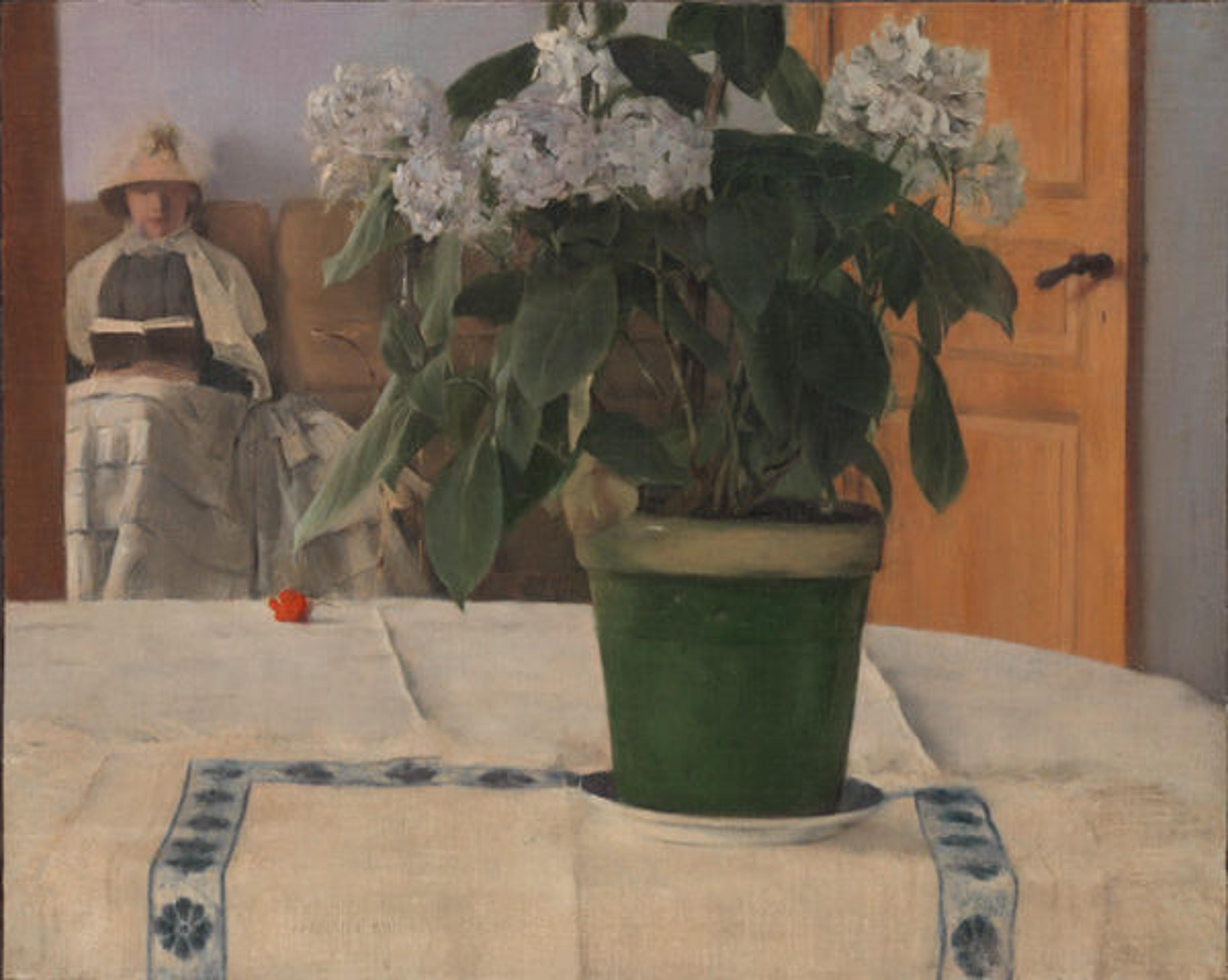 Fernand Khnopff (Belgian, 1858–1921). Hortensia, 1884. Oil on canvas; 18 13/16 x 23 1/2 in. (47.8 x 59.7 cm). The Metropolitan Museum of Art, New York, Purchase, Bequest of Julia W. Emmons, by exchange, and Catharine Lorillard Wolfe Collection, Wolfe Fund, and Promised Gift of Charles Hack and the Hearn Family Trust, 2015 (2015.263)
