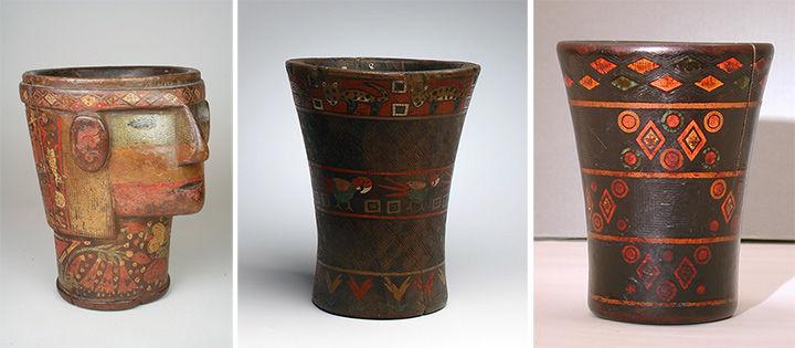 Three drinking vessels from Peru