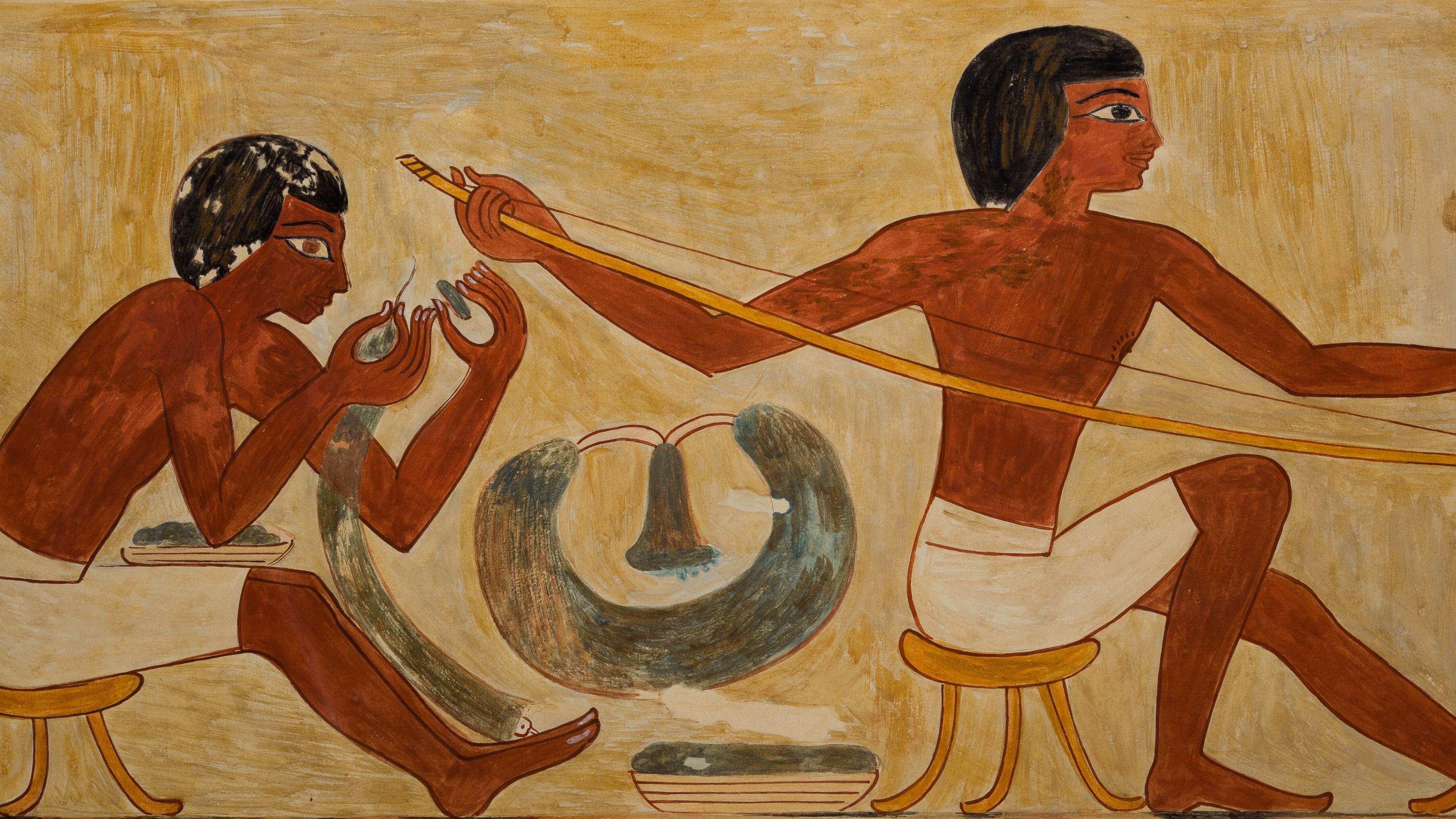Painting showing two craftsmen in a workshop