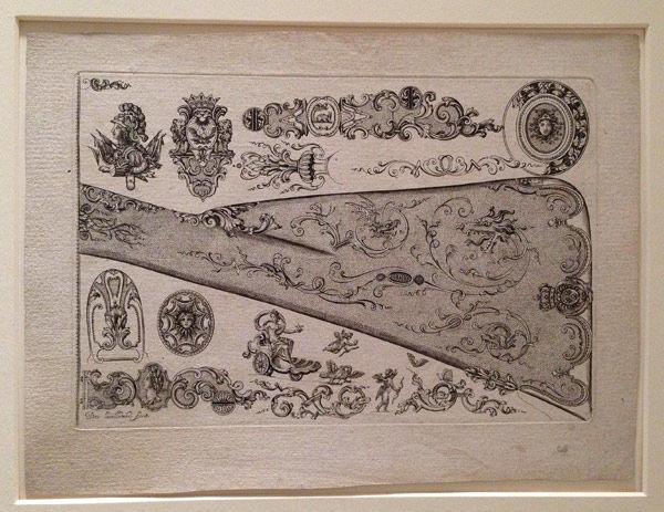 The musket stock design (2013.907) after treatment, on display