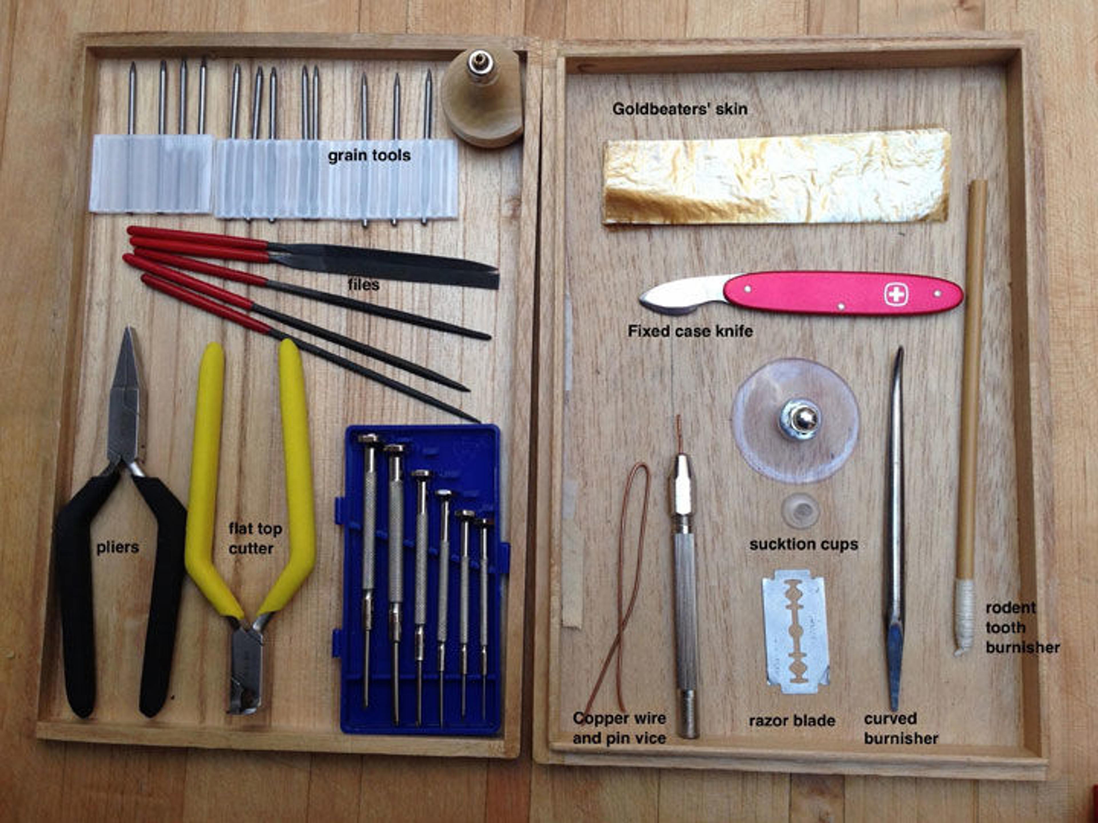 A small selection of tools for conserving portrait miniatures