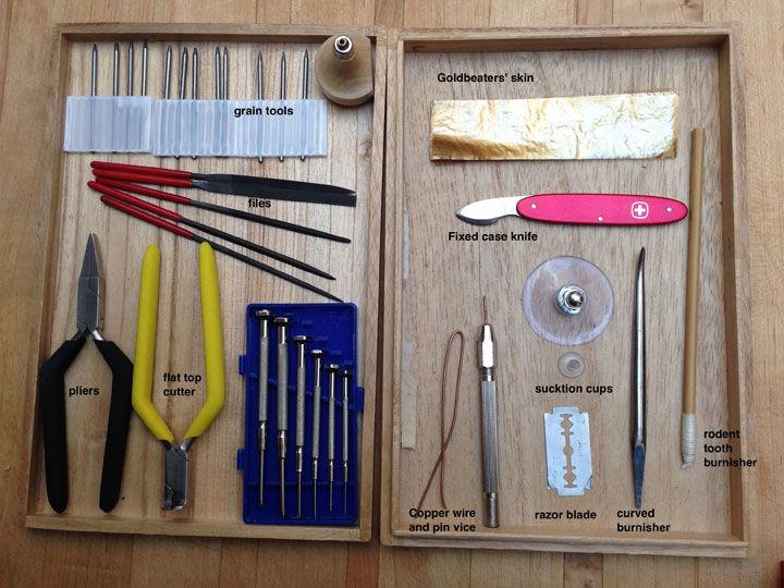 A small selection of tools for conserving portrait miniatures