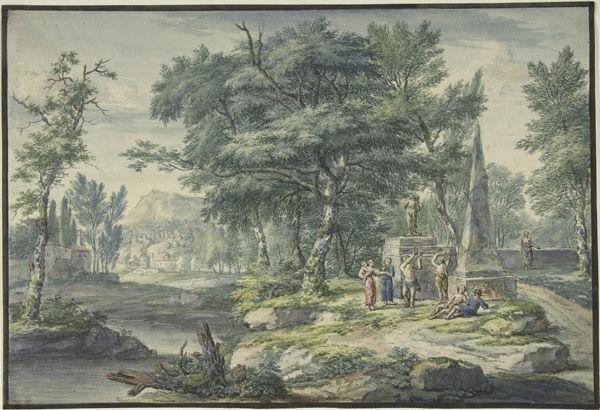 Arcadian Landscape with Figures Making Music