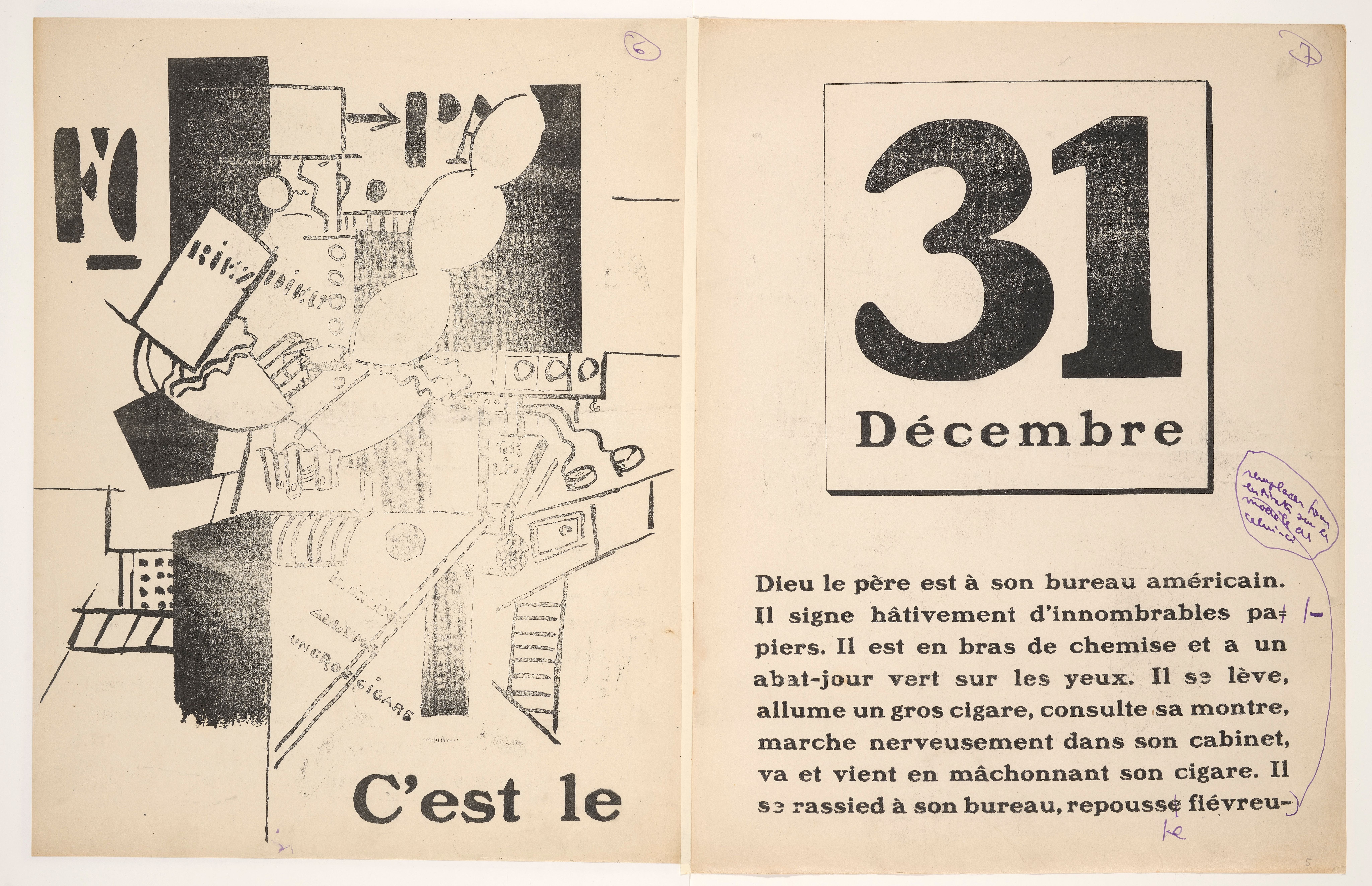 Image of spread 69 in La Fin du monde and Cendrars's Maquette