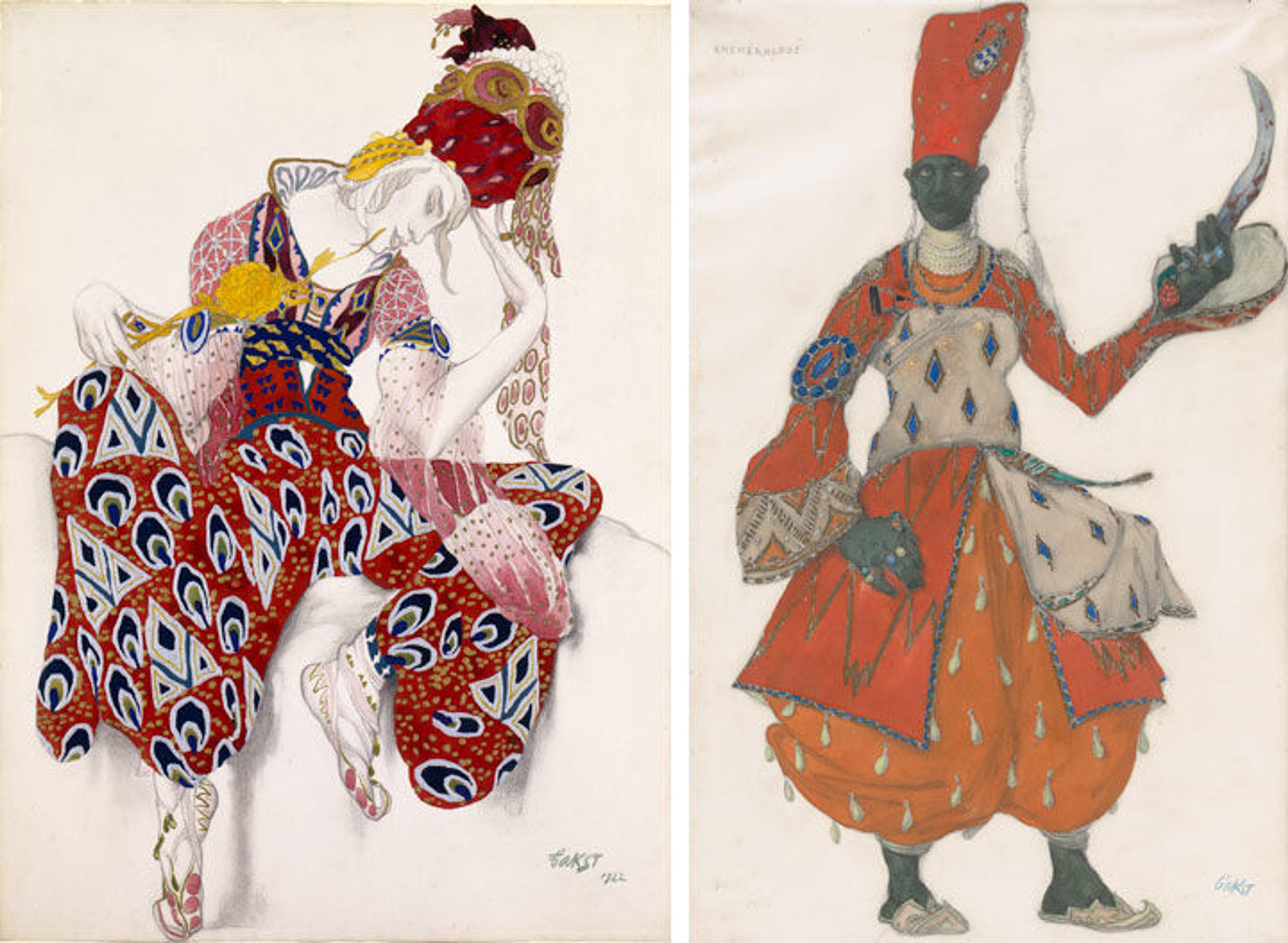 Two costume designs by Leon Bakst for the Ballet Russes