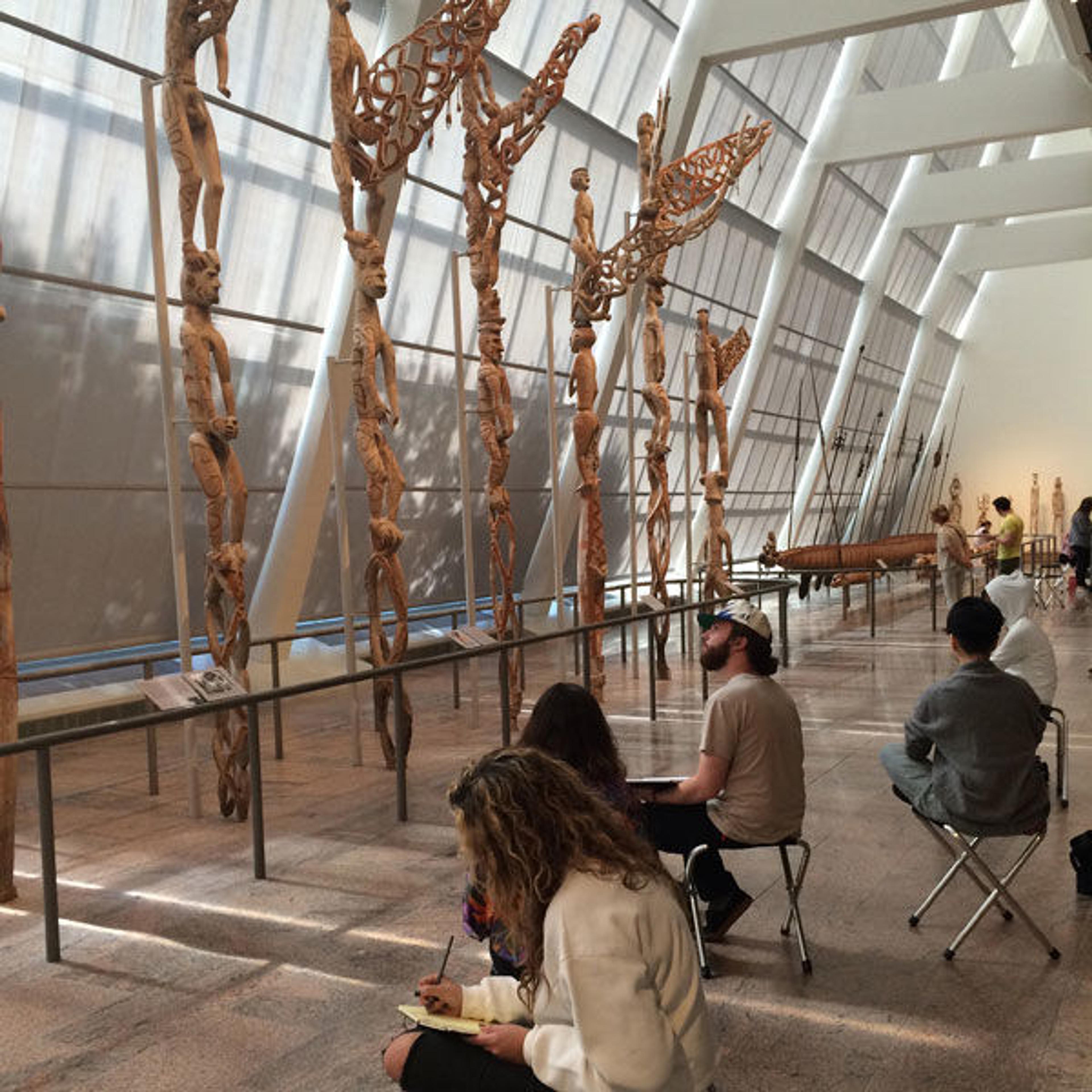 Drawing students sketching in the galleries