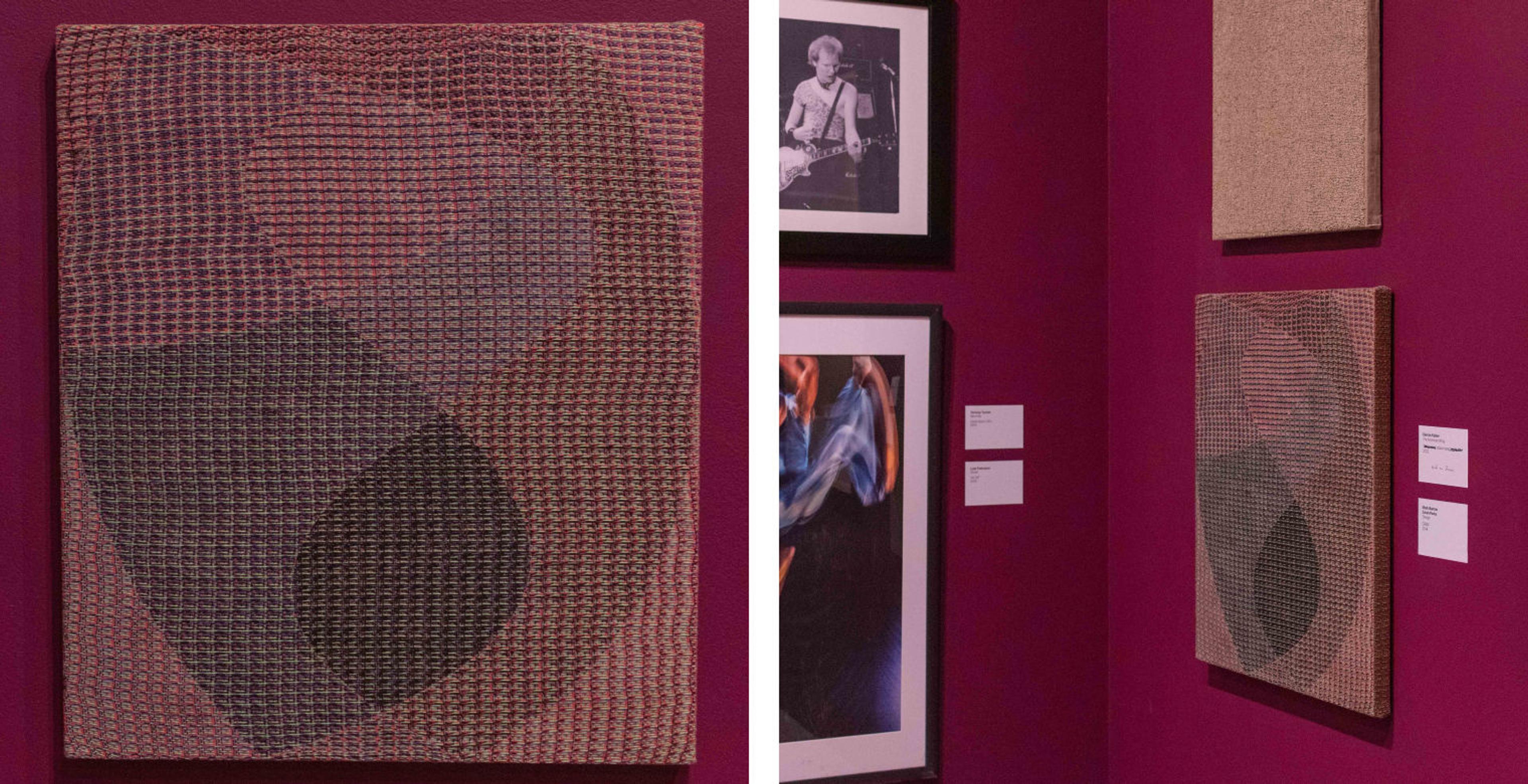 Composite image of weaved canvas and a gallery view