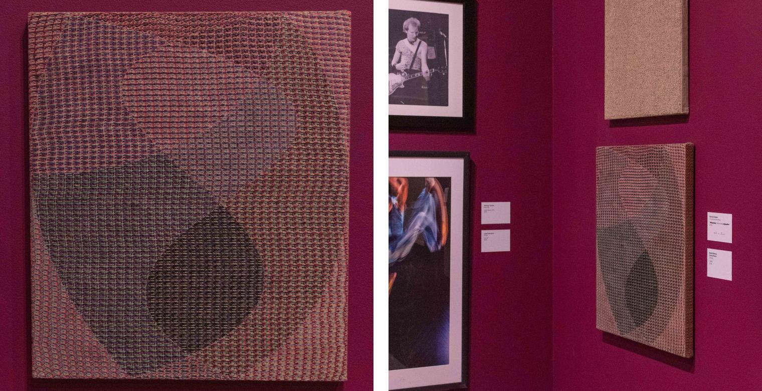 Composite image of weaved canvas and a gallery view