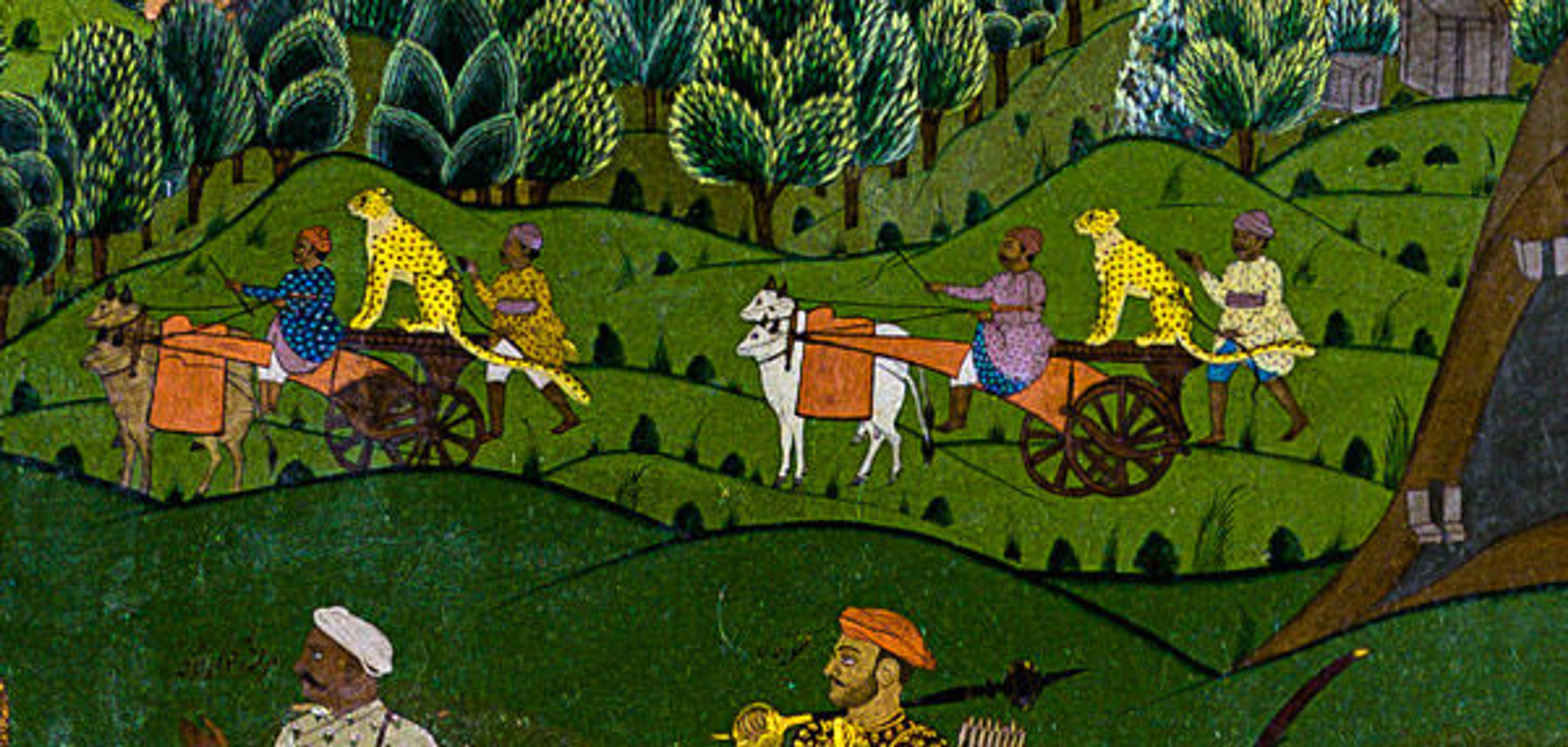 Rai Ventkatchallam. Hunting Party of Nizam 'Ali Khan (detail), late 18th century. Opaque watercolor on canvas. Salar Jung Museum, Hyderabad