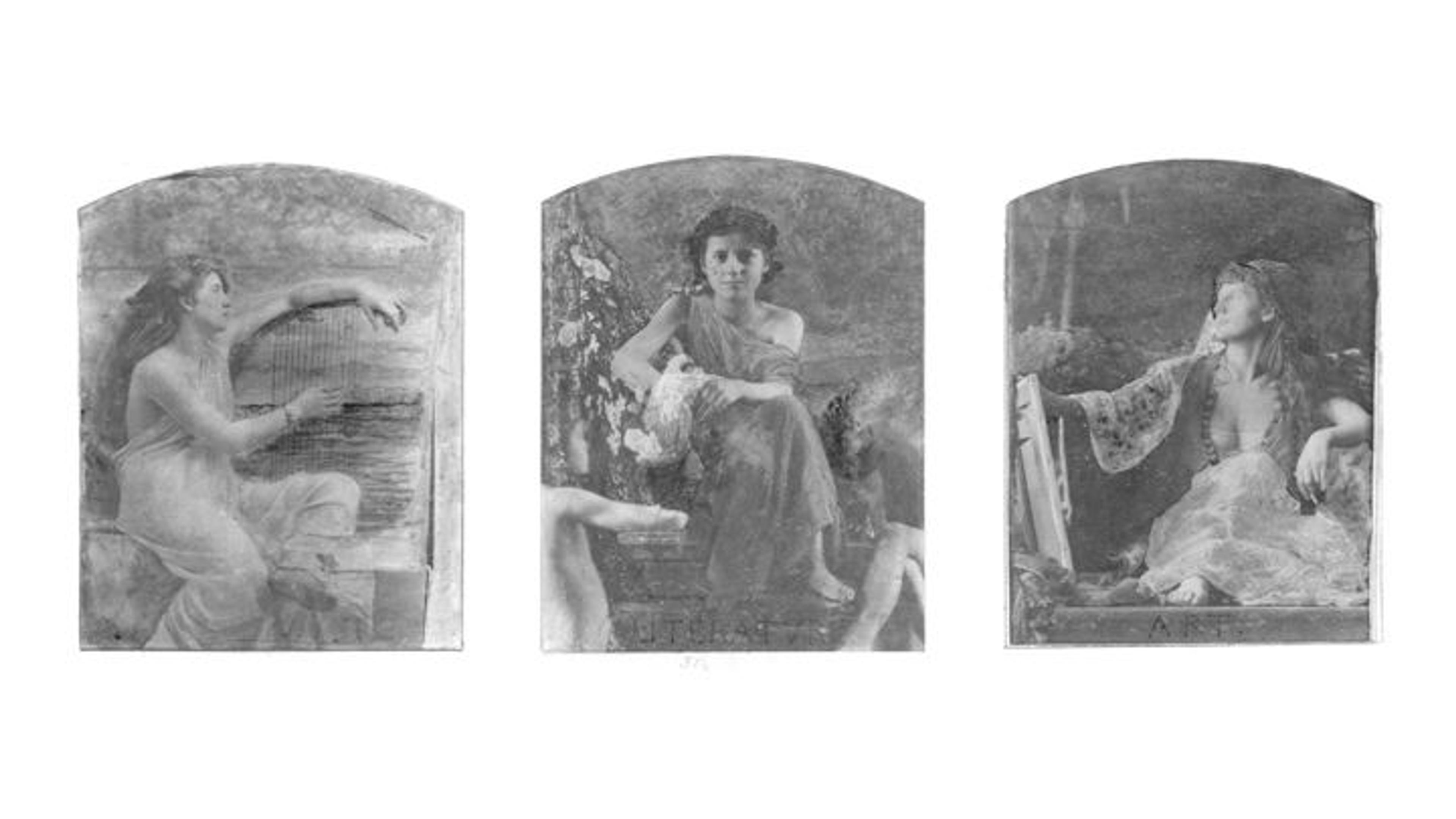 An infrared scan of the Louis Comfort Tiffany triptych
