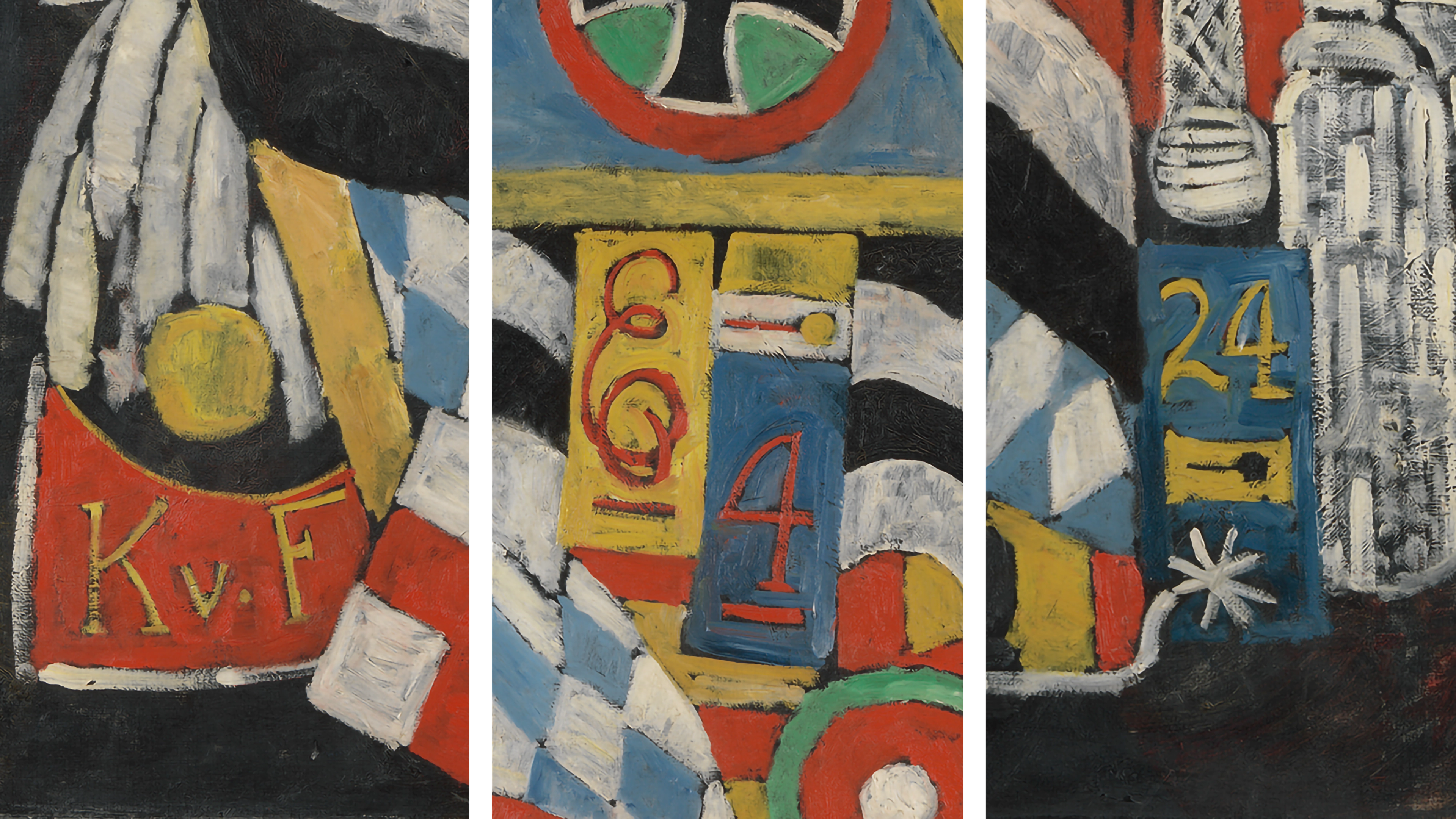 Triptych of details from Portrait of a German Officer.