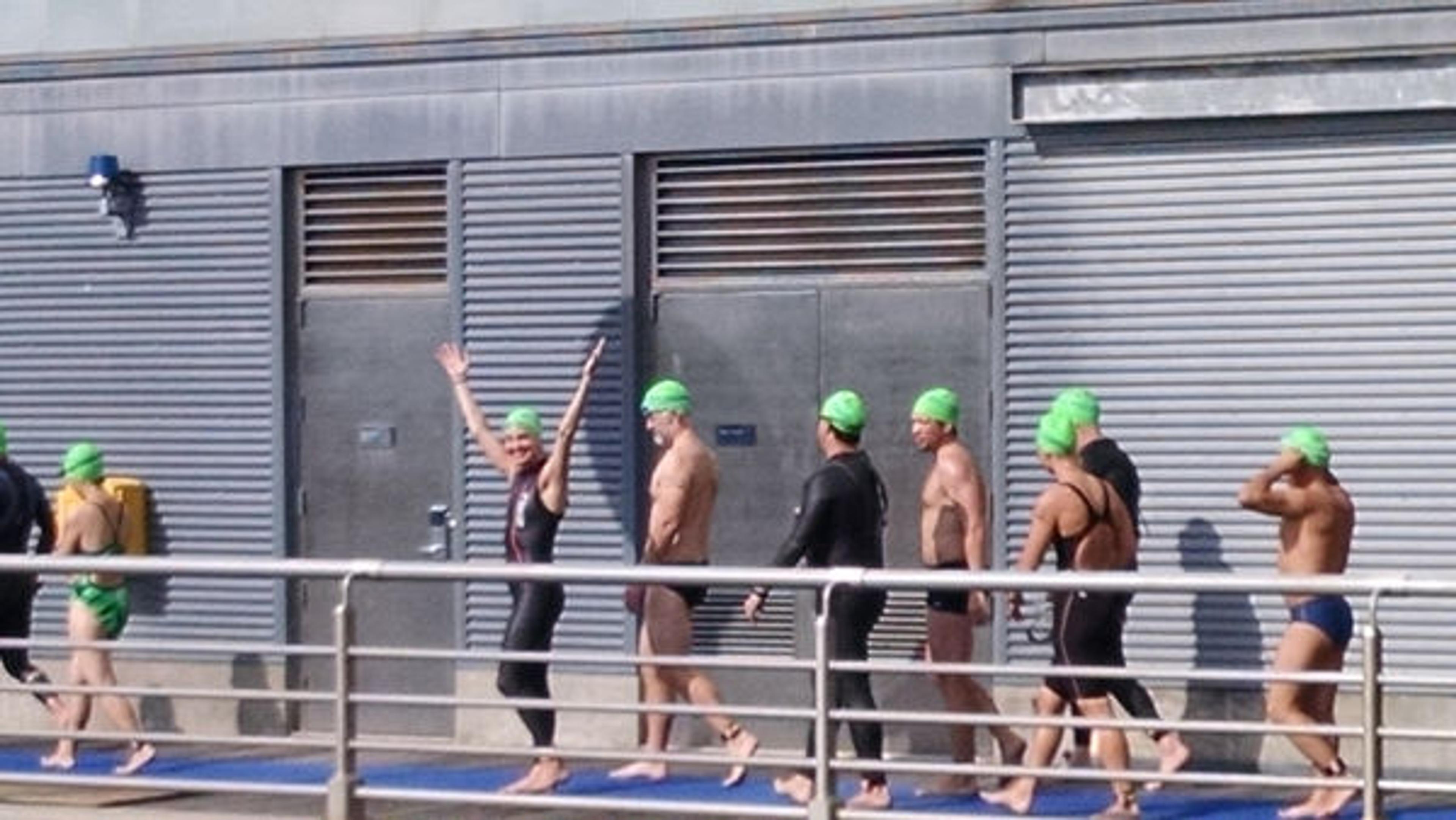 Carrie Rebora Barratt before the swim