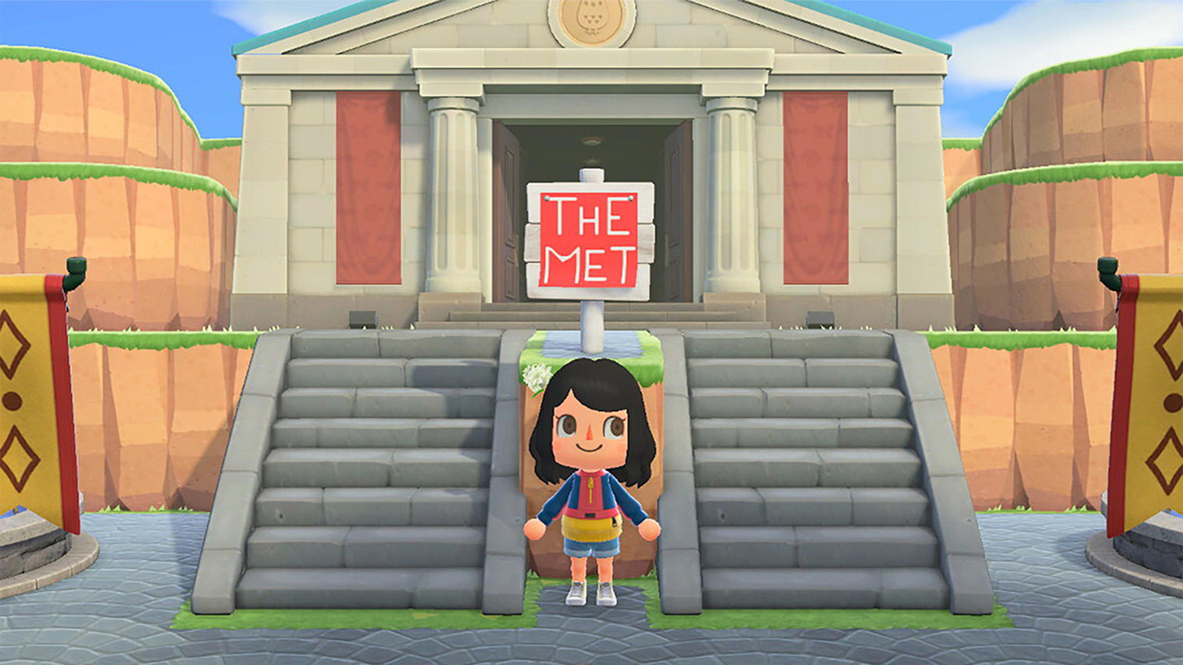 A screenshot from Animal Crossing depicting a museum that looks like The Met