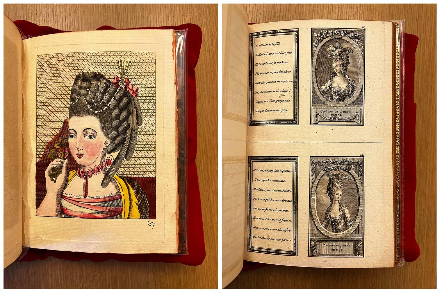 Two interior shots with portrait illustrations