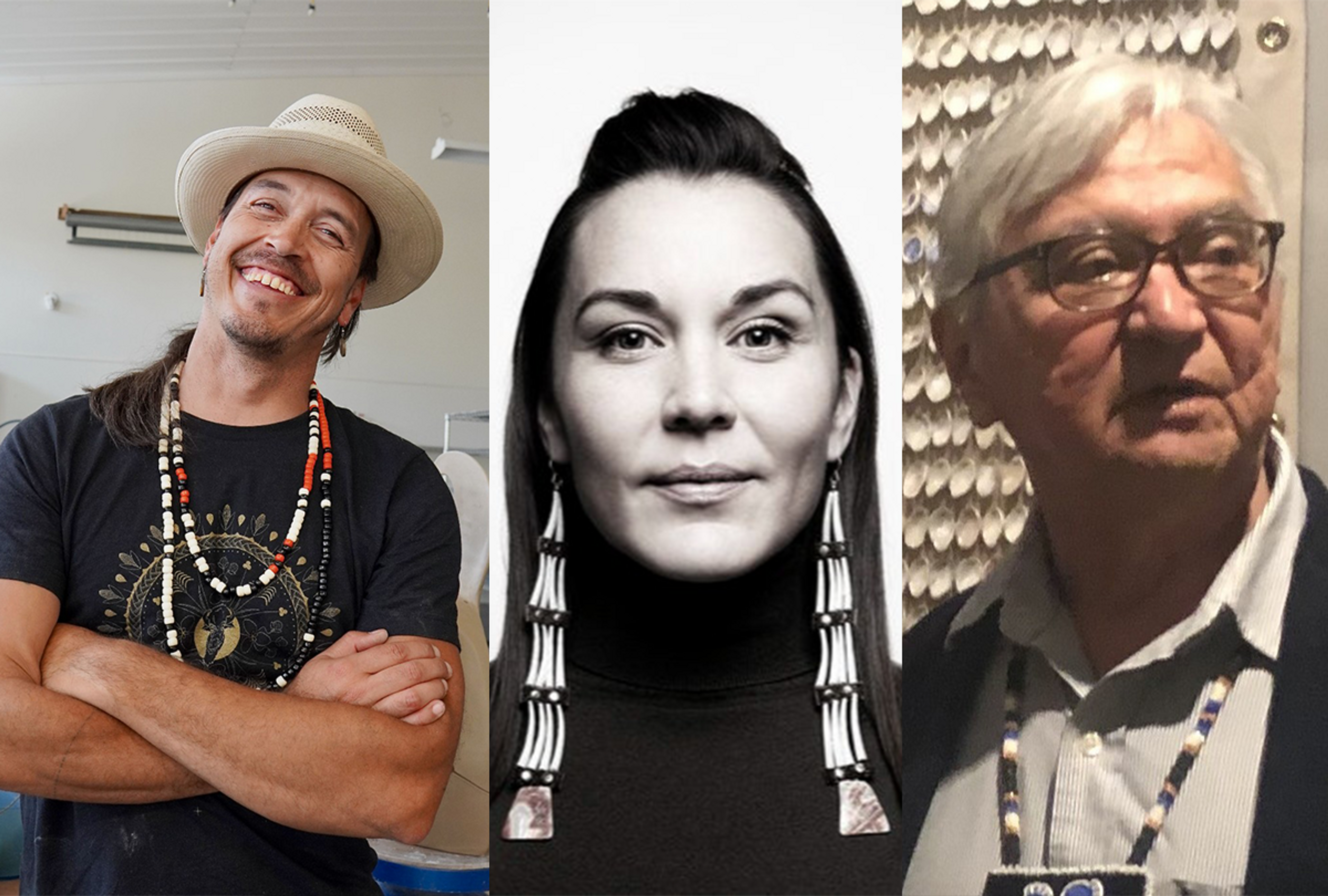 Three headshots of indigenous artists and activists.