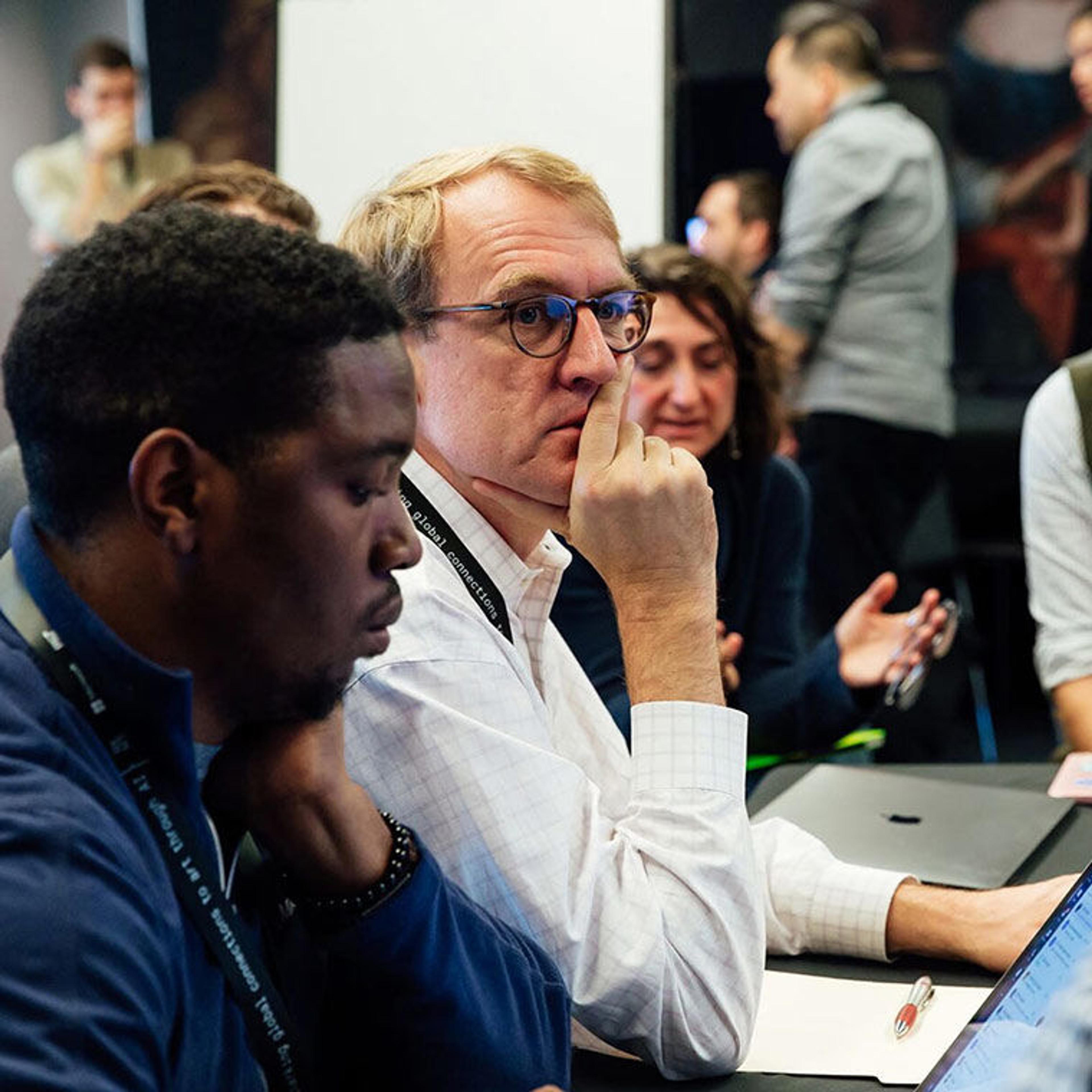 Participants in the Storyteller group at the hackathon