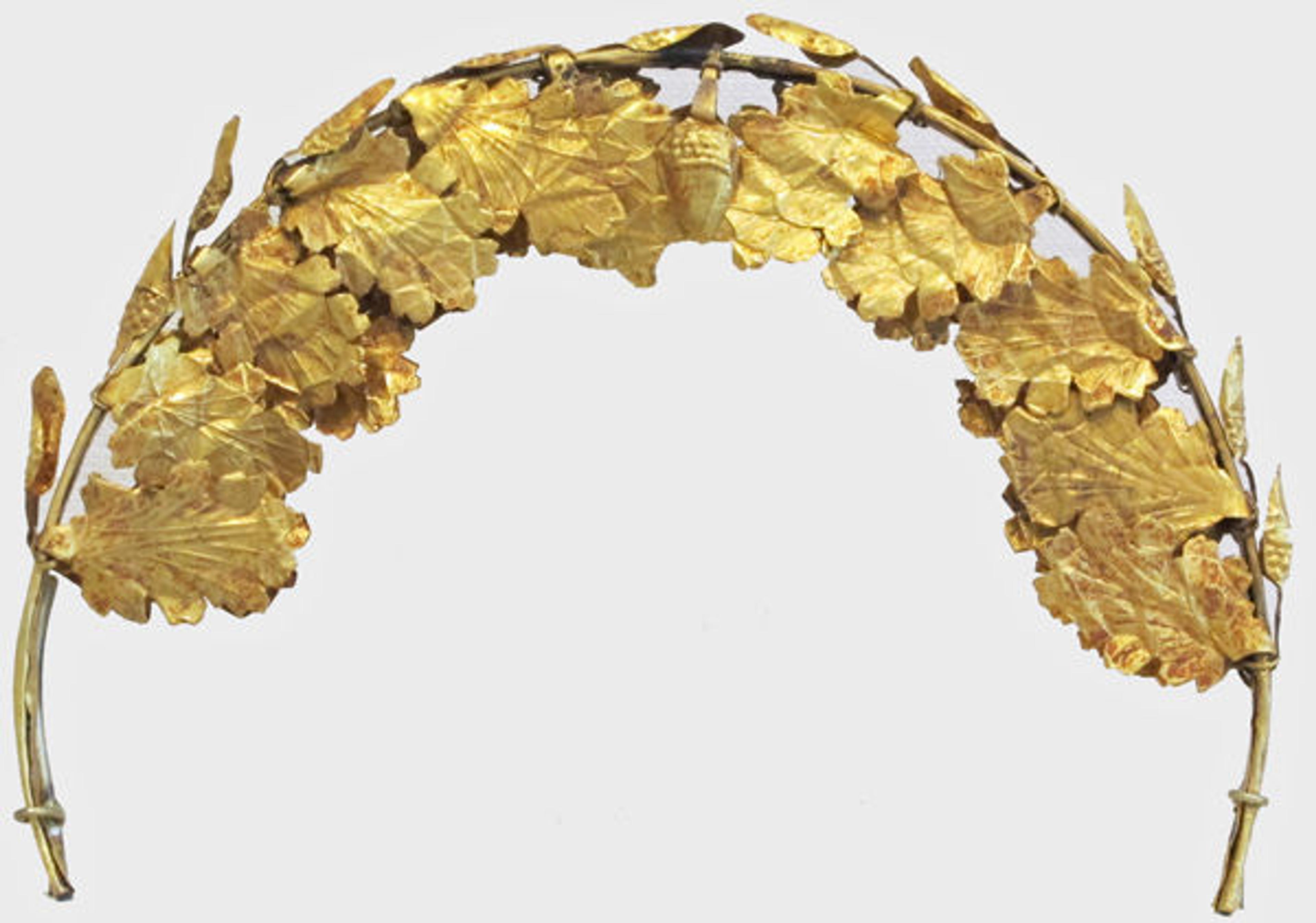 Gold funerary wreath, 1st–2nd century A.D. Imperial. Roman. Gold; Other: 12 1/2 in. (31.8 cm). The Metropolitan Museum of Art, New York, Gift of Mrs. Wallace Phillips, 1957 (57.59)