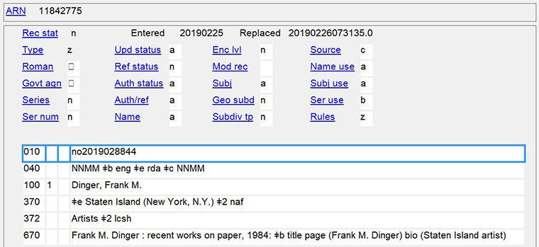 name authority record