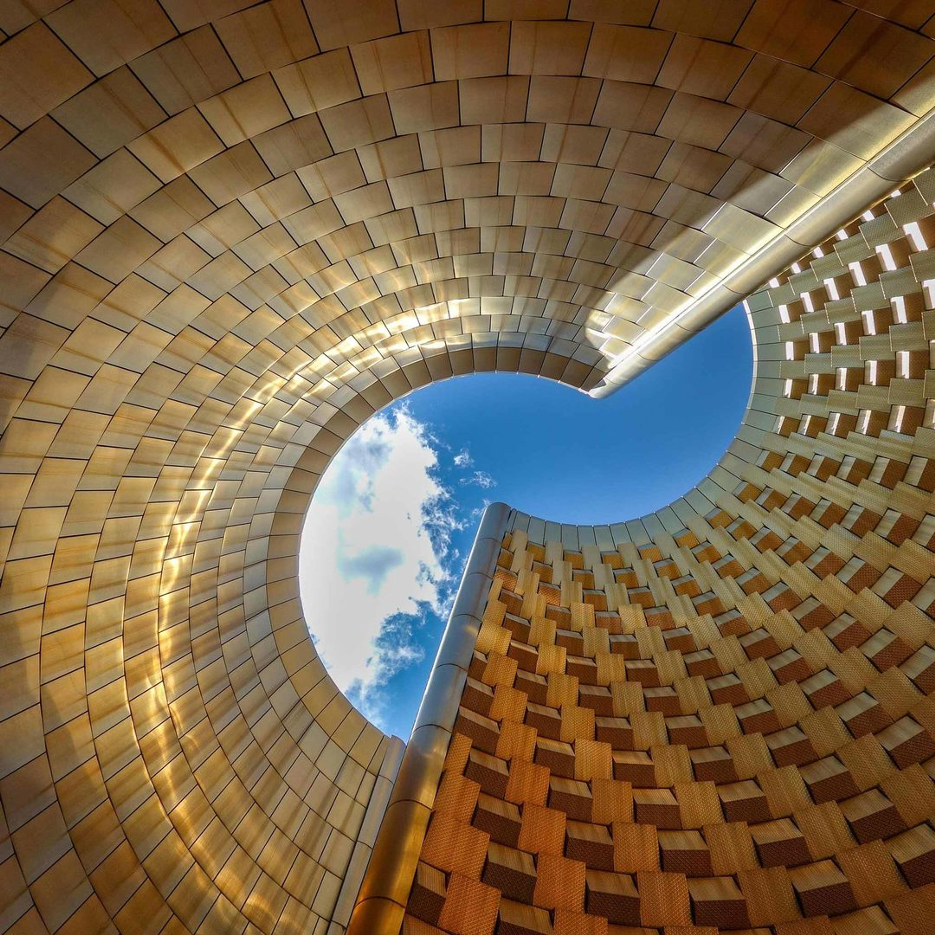 Interior view of a concrete structure at the Vulcania Museum in Auvergne