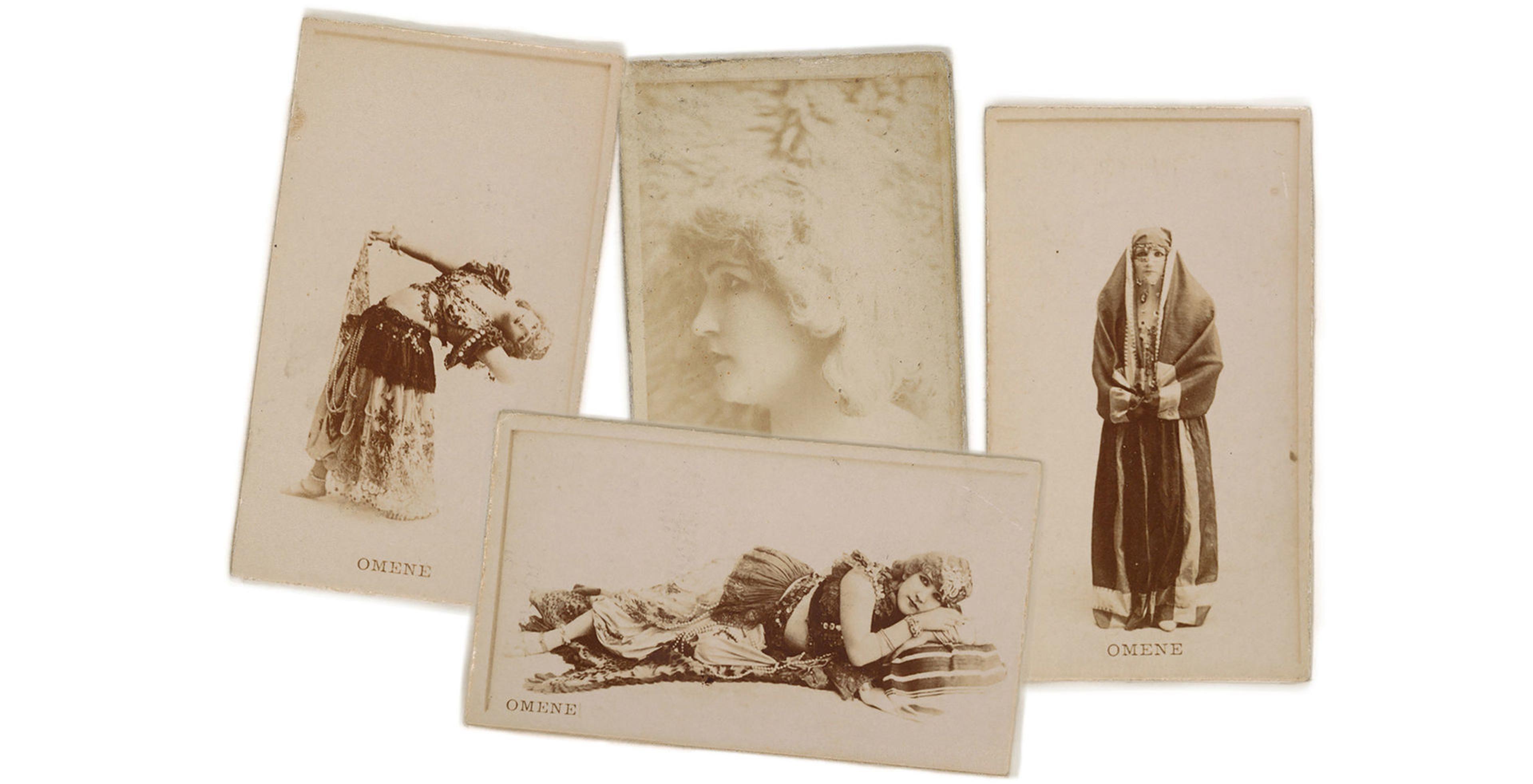 A digital collage of Omene cigarette cards